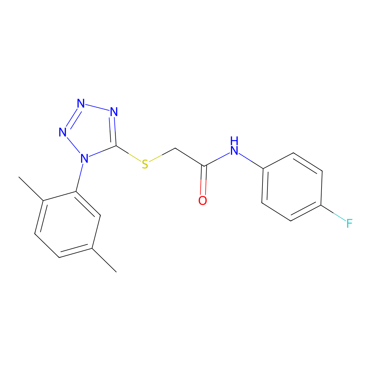 2-[1-(2,5-dimethylphenyl)tetrazol-5-yl]sulfanyl-N-(4-fluorophenyl)acetamide molecular structure, CAS 708236-02-6
