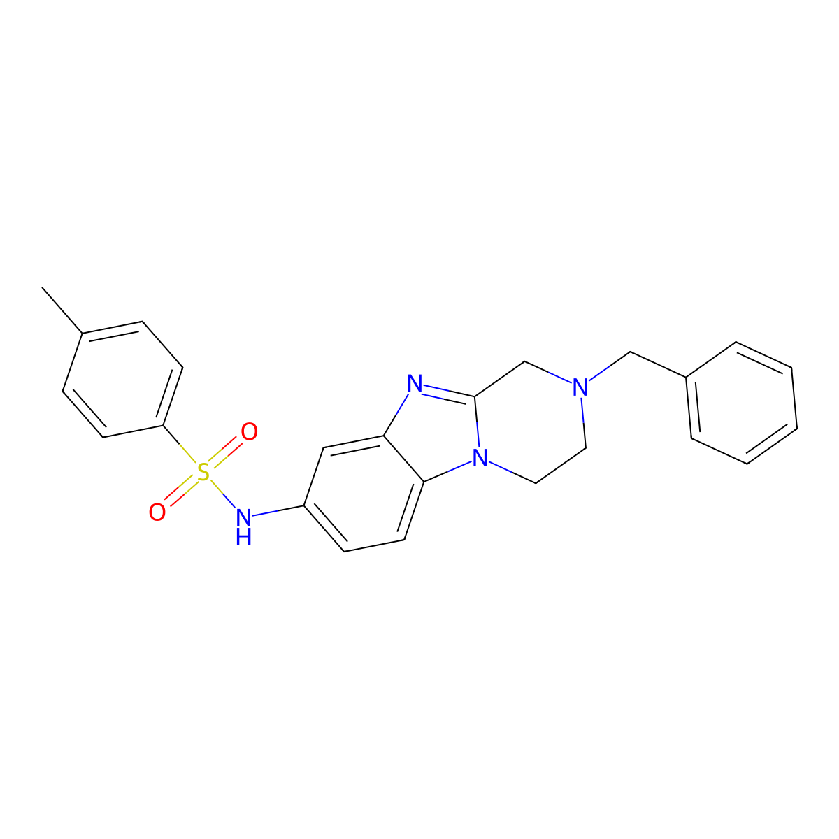 4-methyl-N-[2-(phenylmethyl)-3,4-dihydro-1H-pyrazino[1,2-a]benzimidazol-8-yl]benzenesulfonamide molecular structure, CAS 708236-16-2