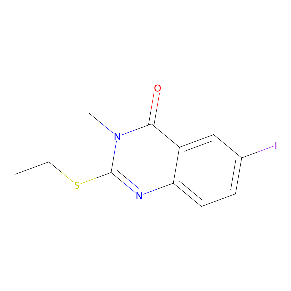 2-Ethylsulfanyl-6-iodo-3-methylquinazolin-4-one molecular structure, CAS 708236-26-4