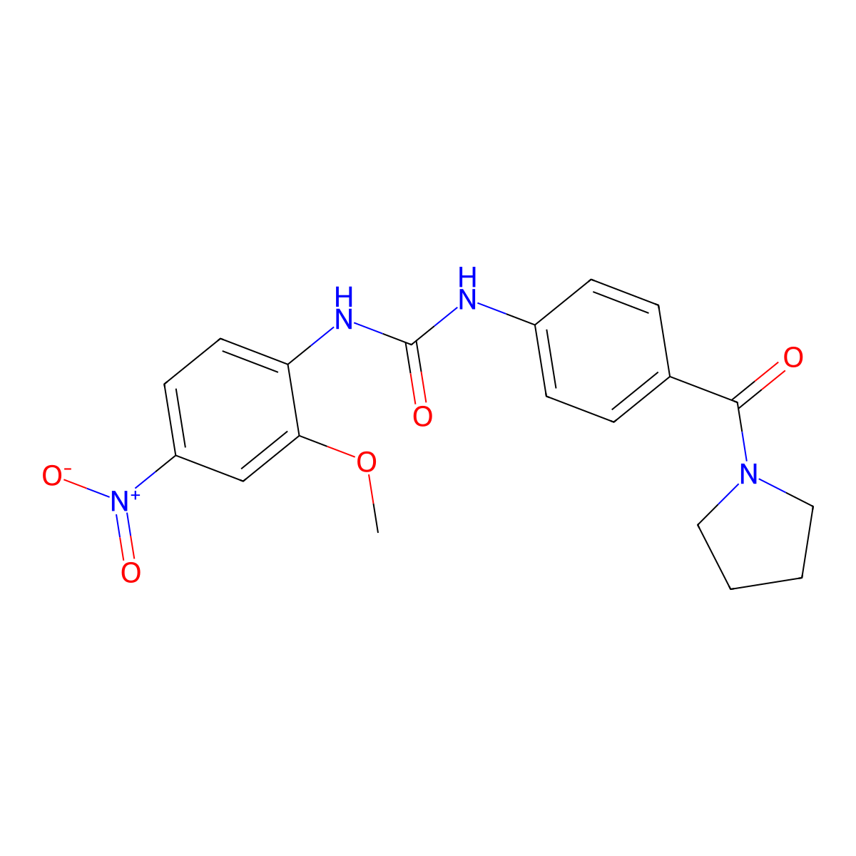 1-(2-Methoxy-4-nitrophenyl)-3-[4-(pyrrolidine-1-carbonyl)phenyl]urea molecular structure, CAS 708236-28-6