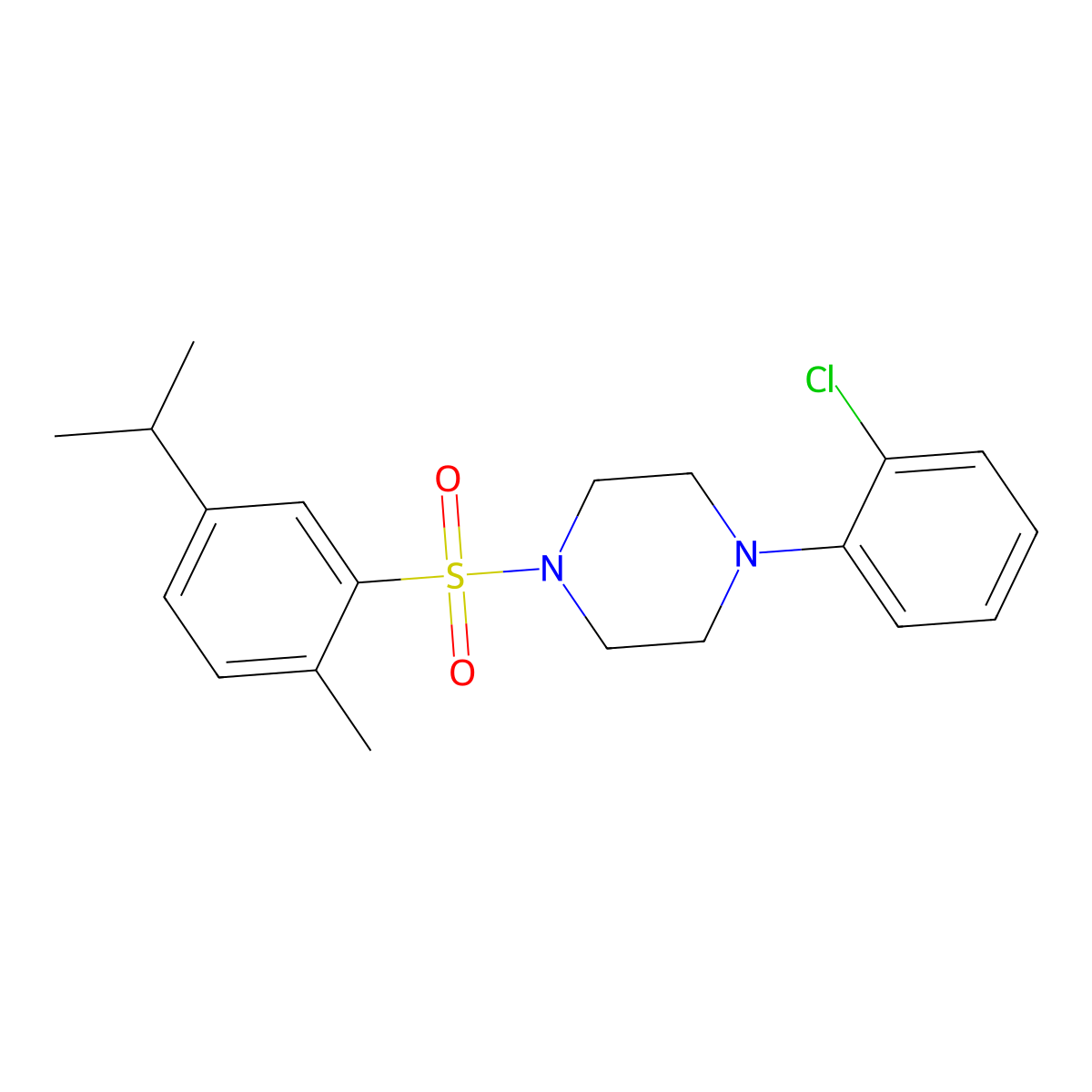 1-(2-Chlorophenyl)-4-[2-methyl-5-(propan-2-yl)benzenesulfonyl]piperazine molecular structure, CAS 708236-29-7