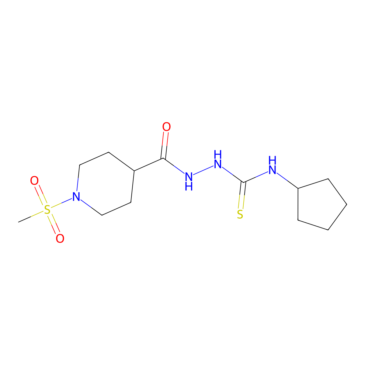 1-Cyclopentyl-3-[(1-methylsulfonylpiperidine-4-carbonyl)amino]thiourea molecular structure, CAS 708236-43-5