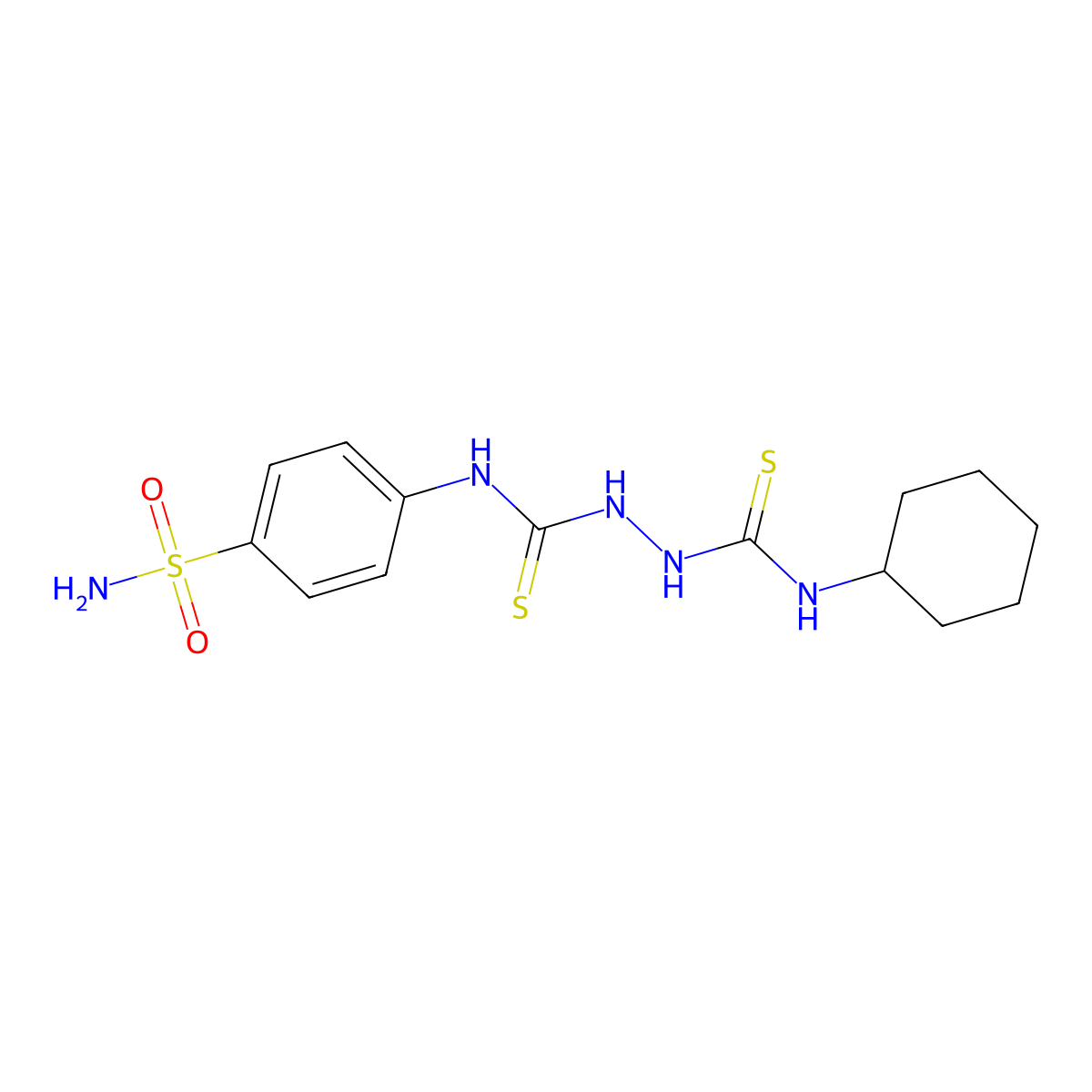1-Cyclohexyl-3-[(4-sulfamoylphenyl)carbamothioylamino]thiourea molecular structure, CAS 708236-44-6