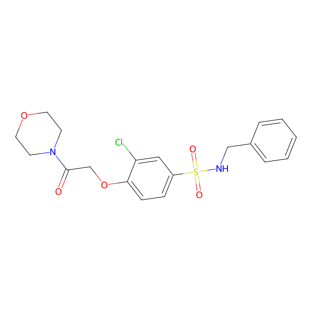 N-benzyl-3-chloro-4-[2-(4-morpholinyl)-2-oxoethoxy]benzenesulfonamide molecular structure, CAS 708236-49-1
