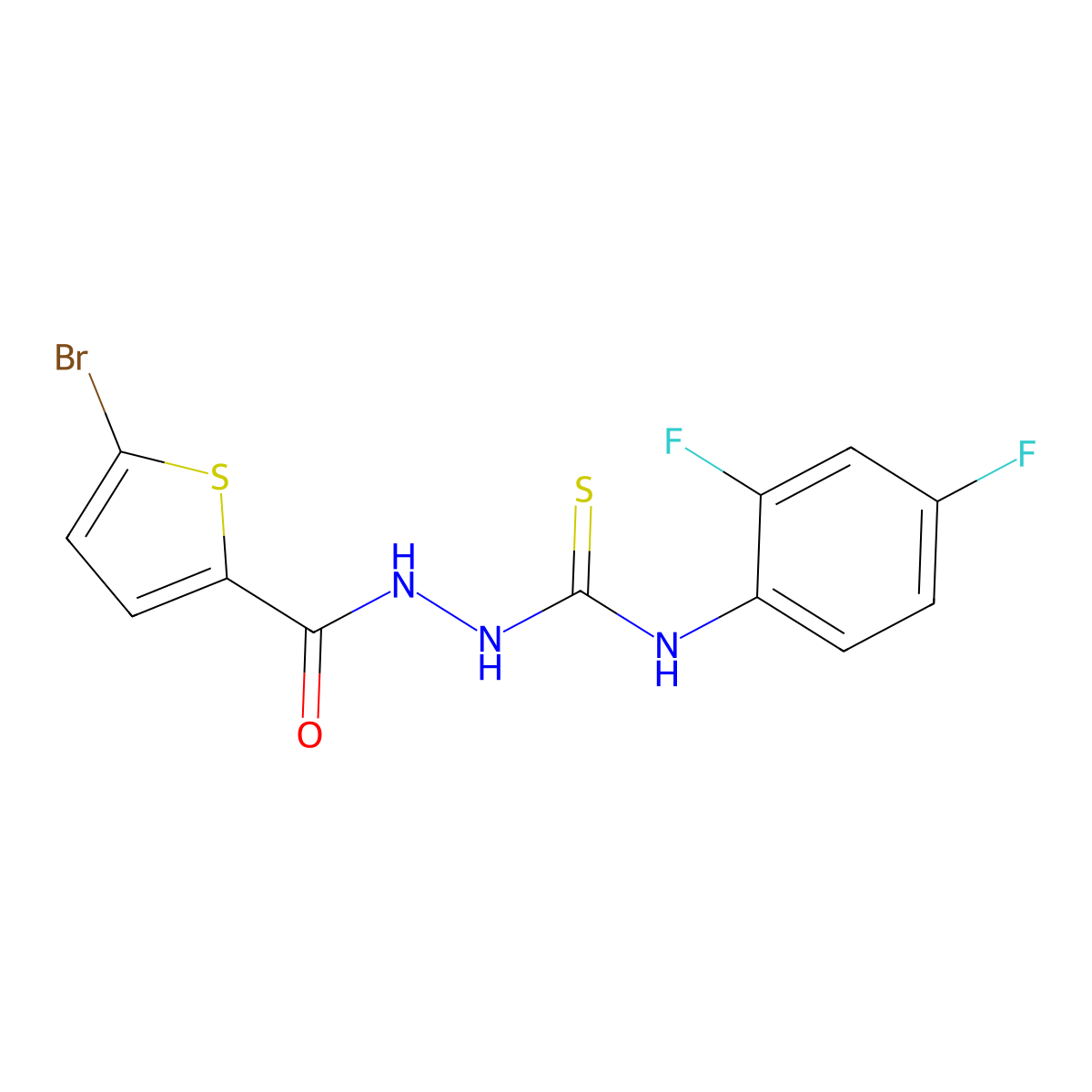 1-[(5-Bromothiophene-2-carbonyl)amino]-3-(2,4-difluorophenyl)thiourea molecular structure, CAS 708236-62-8