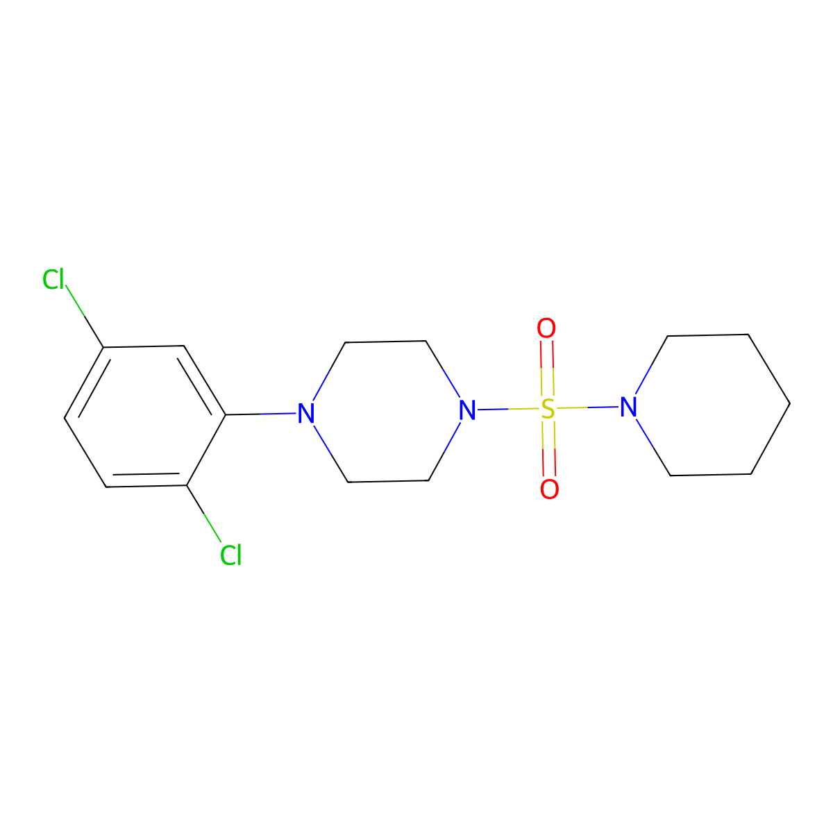 1-(2,5-Dichlorophenyl)-4-piperidin-1-ylsulfonylpiperazine molecular structure, CAS 708236-87-7