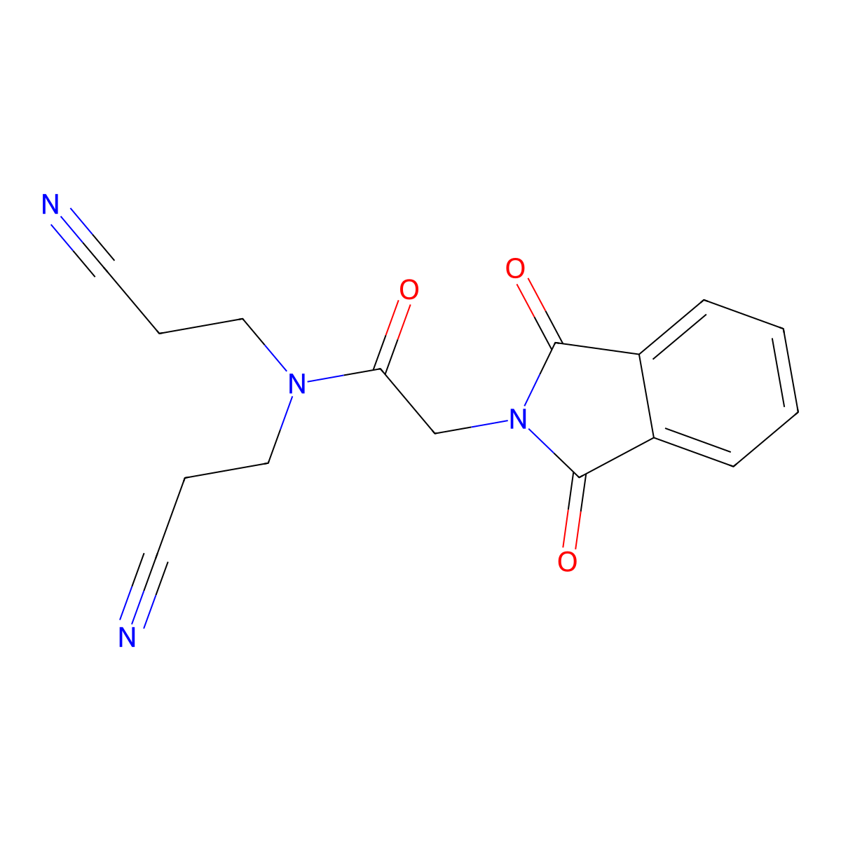 N,N-bis(2-cyanoethyl)-2-(1,3-dioxoisoindol-2-yl)acetamide molecular structure, CAS 708236-91-3