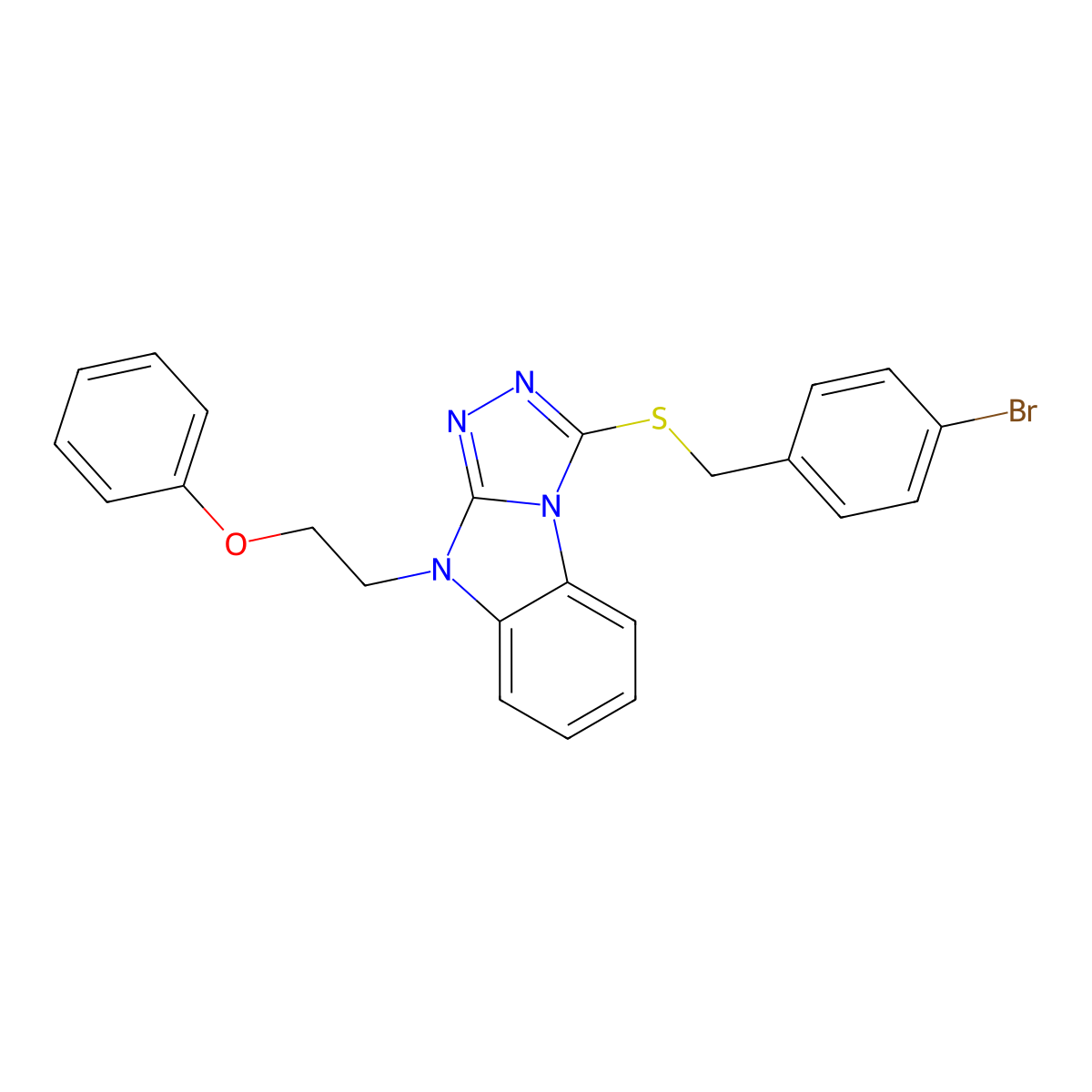 1-[(4-Bromophenyl)methylsulfanyl]-4-(2-phenoxyethyl)-[1,2,4]triazolo[4,3-a]benzimidazole molecular structure, CAS 708236-94-6