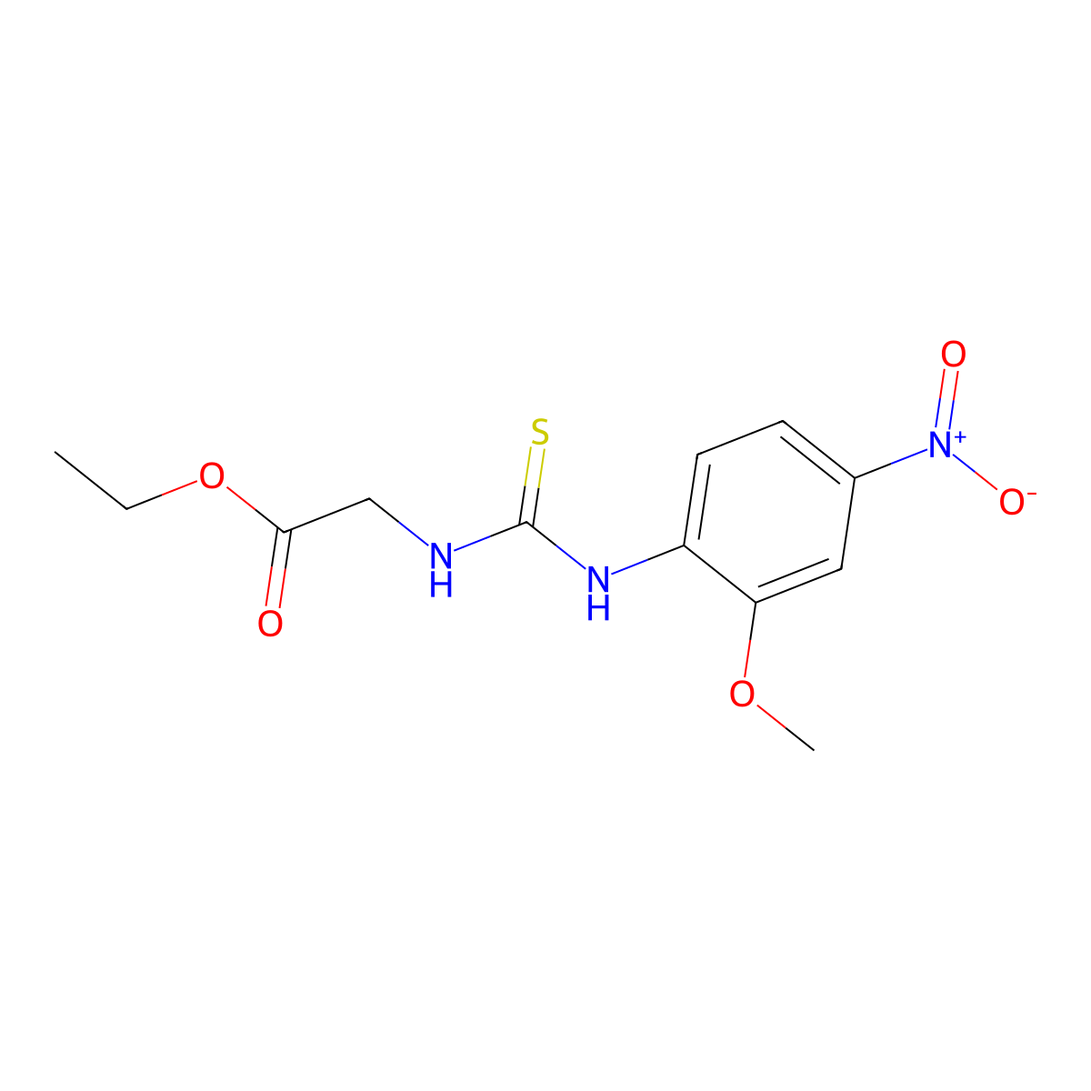 Ethyl 2-({[(2-methoxy-4-nitrophenyl)amino]thioxomethyl}amino)acetate molecular structure, CAS 708236-95-7
