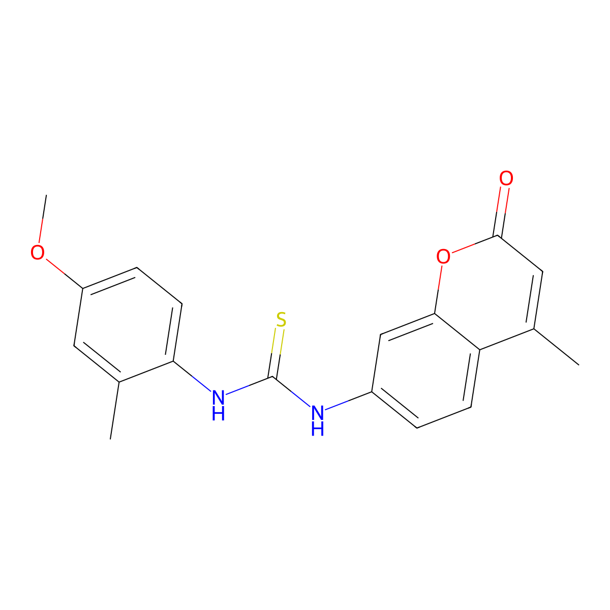 1-(4-Methoxy-2-methylphenyl)-3-(4-methyl-2-oxochromen-7-yl)thiourea molecular structure, CAS 708236-97-9