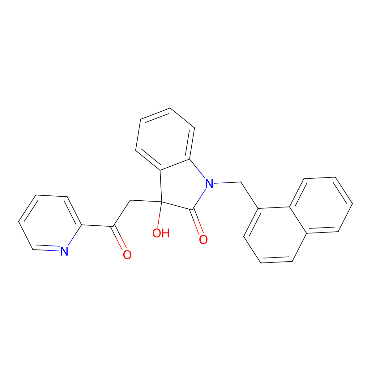 3-Hydroxy-1-(naphthalen-1-ylmethyl)-3-(2-oxo-2-pyridin-2-ylethyl)indol-2-one molecular structure, CAS 708237-17-6
