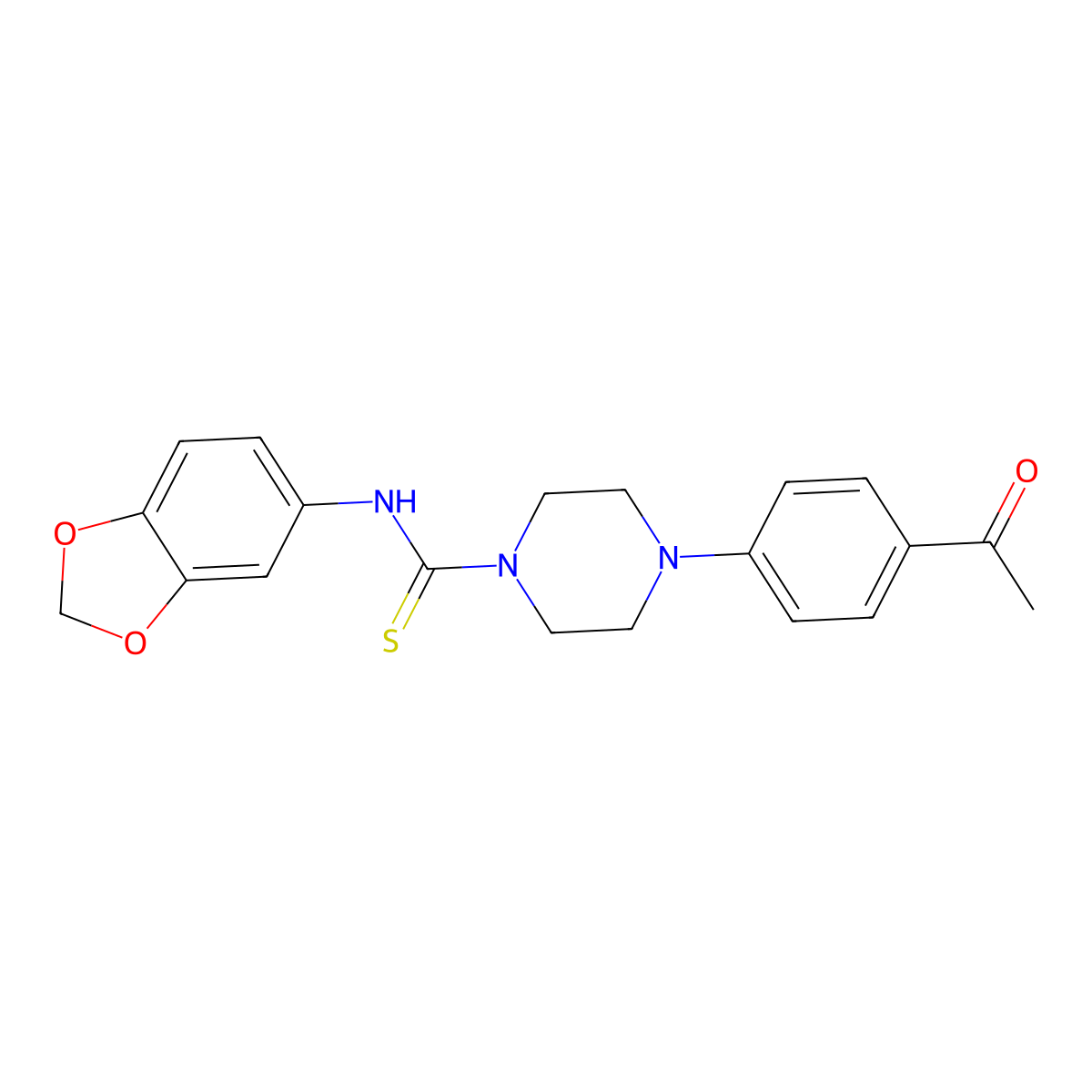 4-(4-acetylphenyl)-N-(1,3-benzodioxol-5-yl)piperazine-1-carbothioamide molecular structure, CAS 708237-18-7
