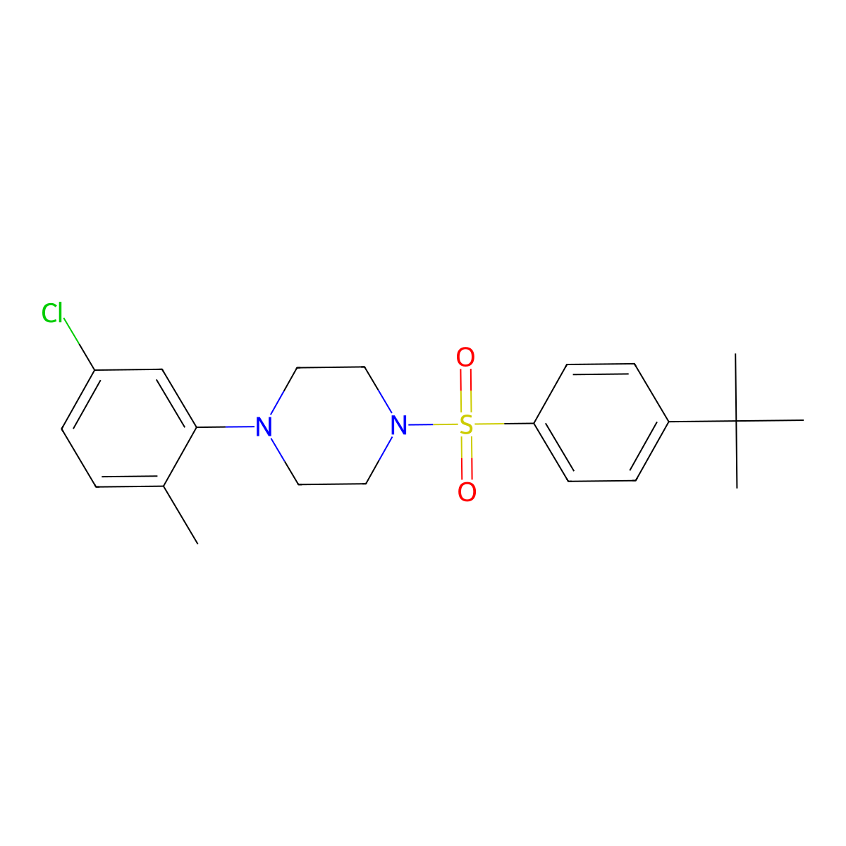 1-(4-Tert-butylbenzenesulfonyl)-4-(5-chloro-2-methylphenyl)piperazine molecular structure, CAS 708237-19-8