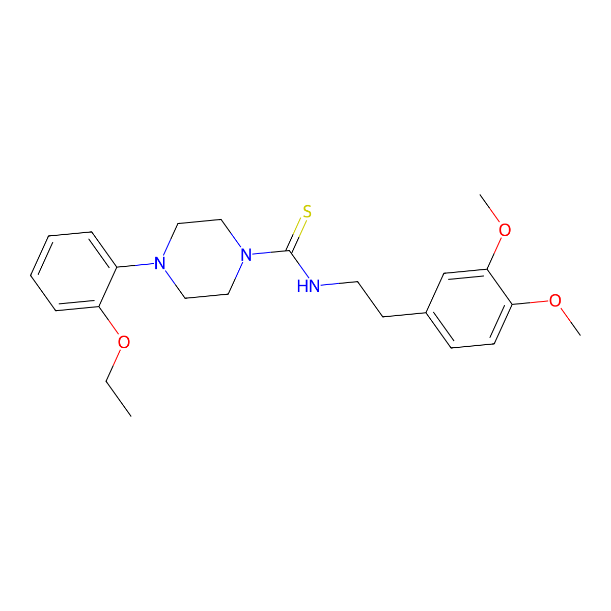 N-[2-(3,4-dimethoxyphenyl)ethyl]-4-(2-ethoxyphenyl)piperazine-1-carbothioamide molecular structure, CAS 708237-40-5