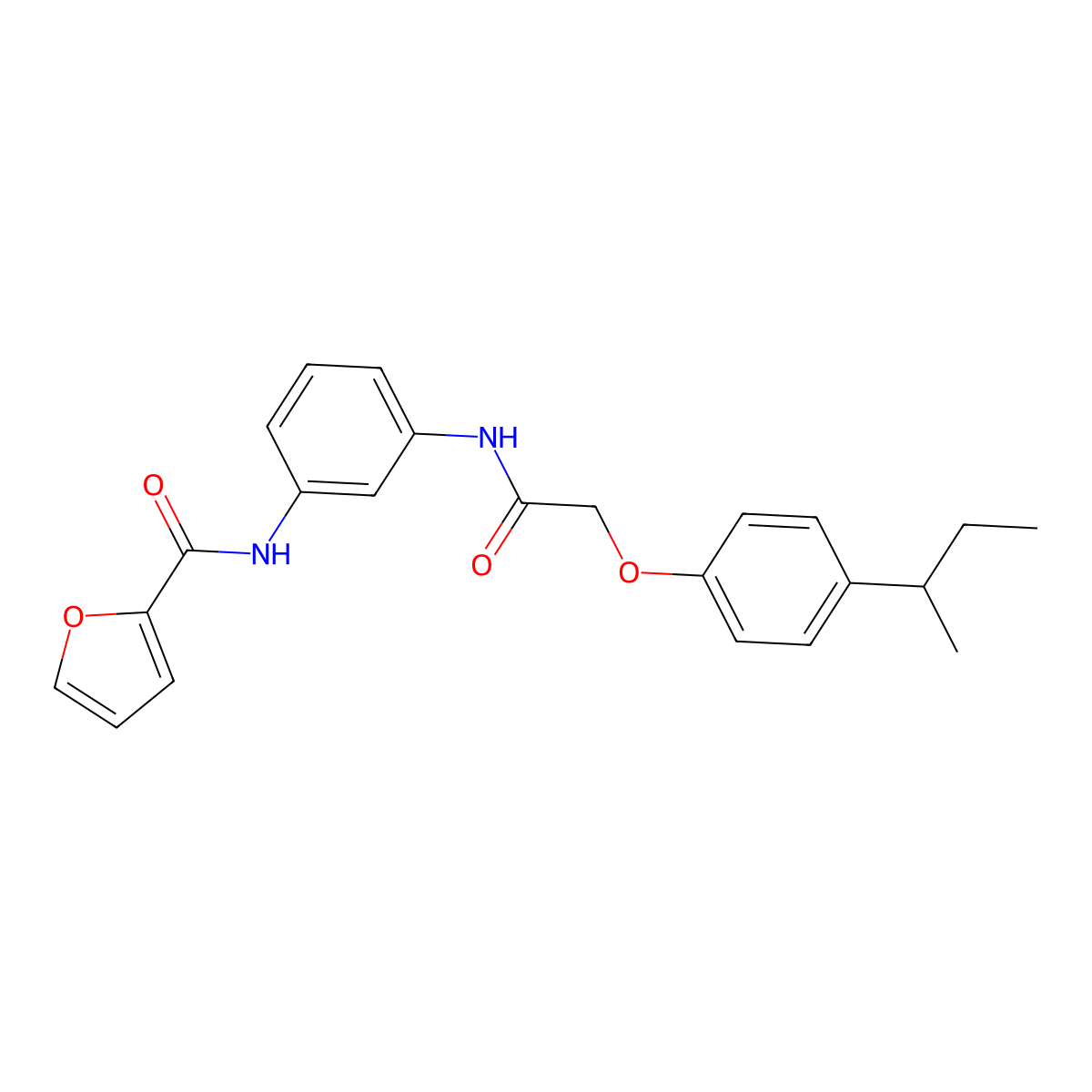 N-[3-[[2-(4-butan-2-ylphenoxy)acetyl]amino]phenyl]furan-2-carboxamide molecular structure, CAS 708237-42-7