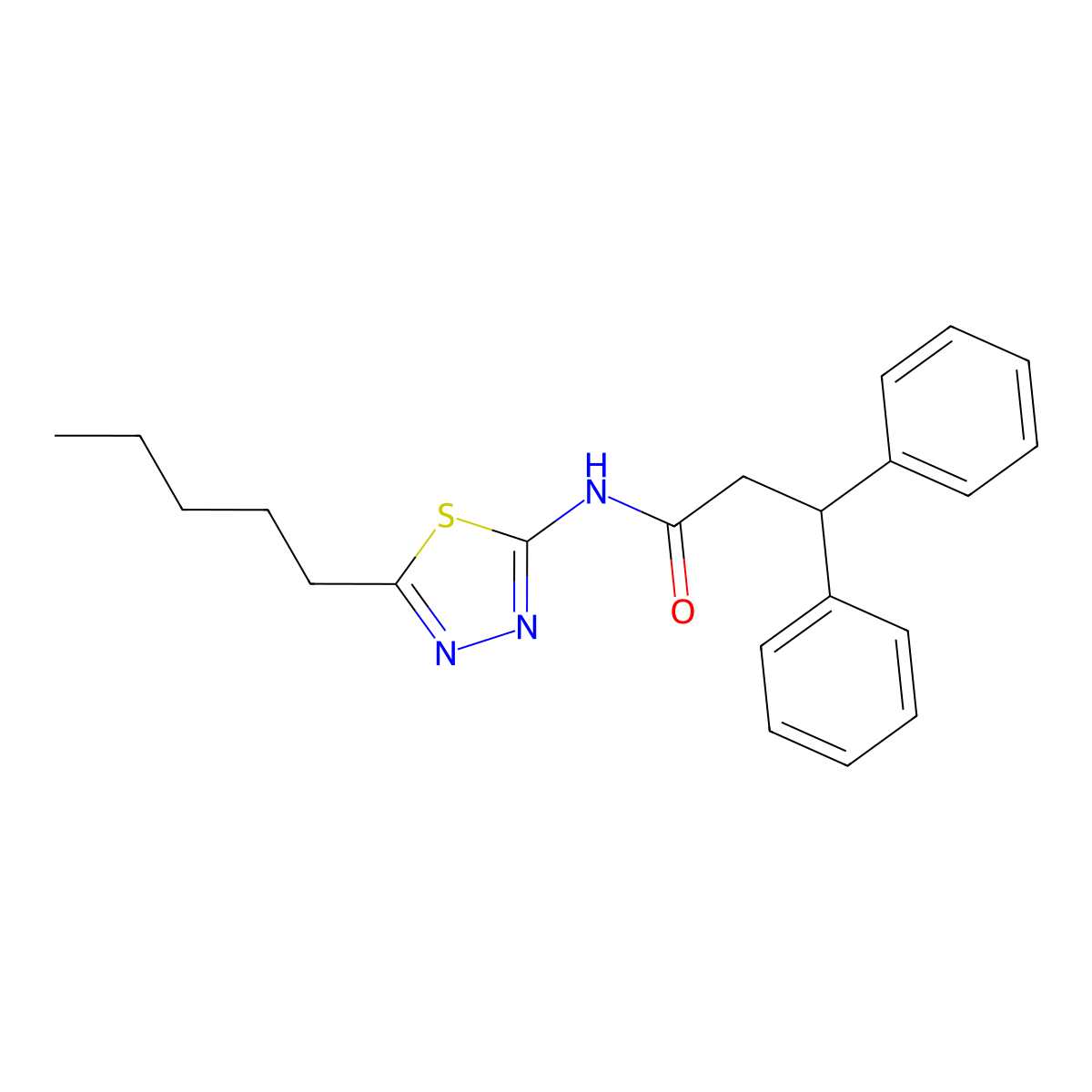 N-(5-pentyl-1,3,4-thiadiazol-2-yl)-3,3-diphenylpropanamide molecular structure, CAS 708237-55-2