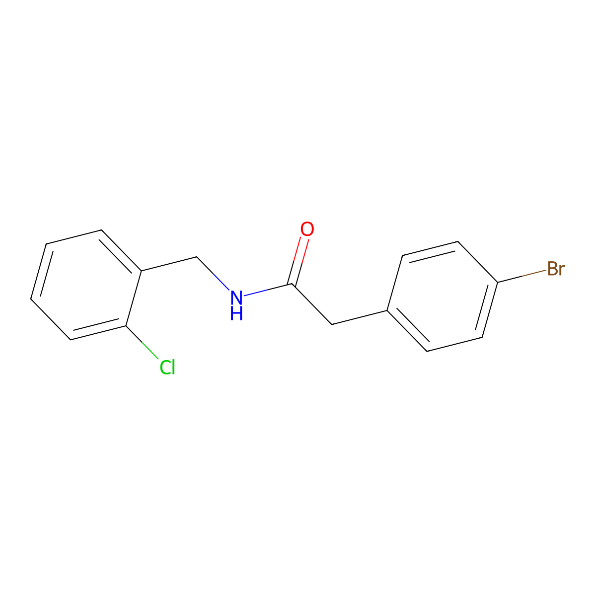 2-(4-bromophenyl)-N-[(2-chlorophenyl)methyl]acetamide molecular structure, CAS 708237-58-5