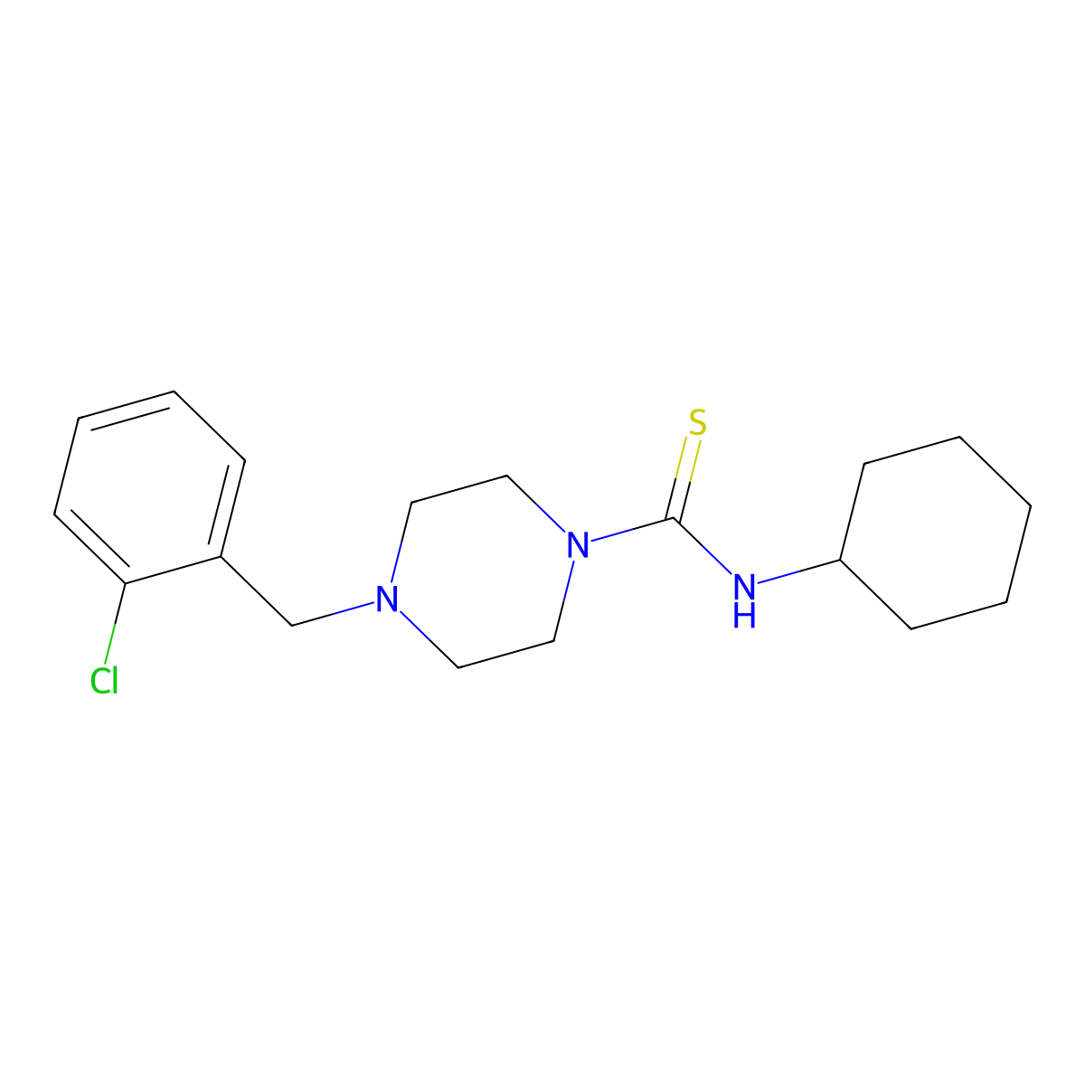 4-[(2-chlorophenyl)methyl]-N-cyclohexylpiperazine-1-carbothioamide molecular structure, CAS 708237-65-4