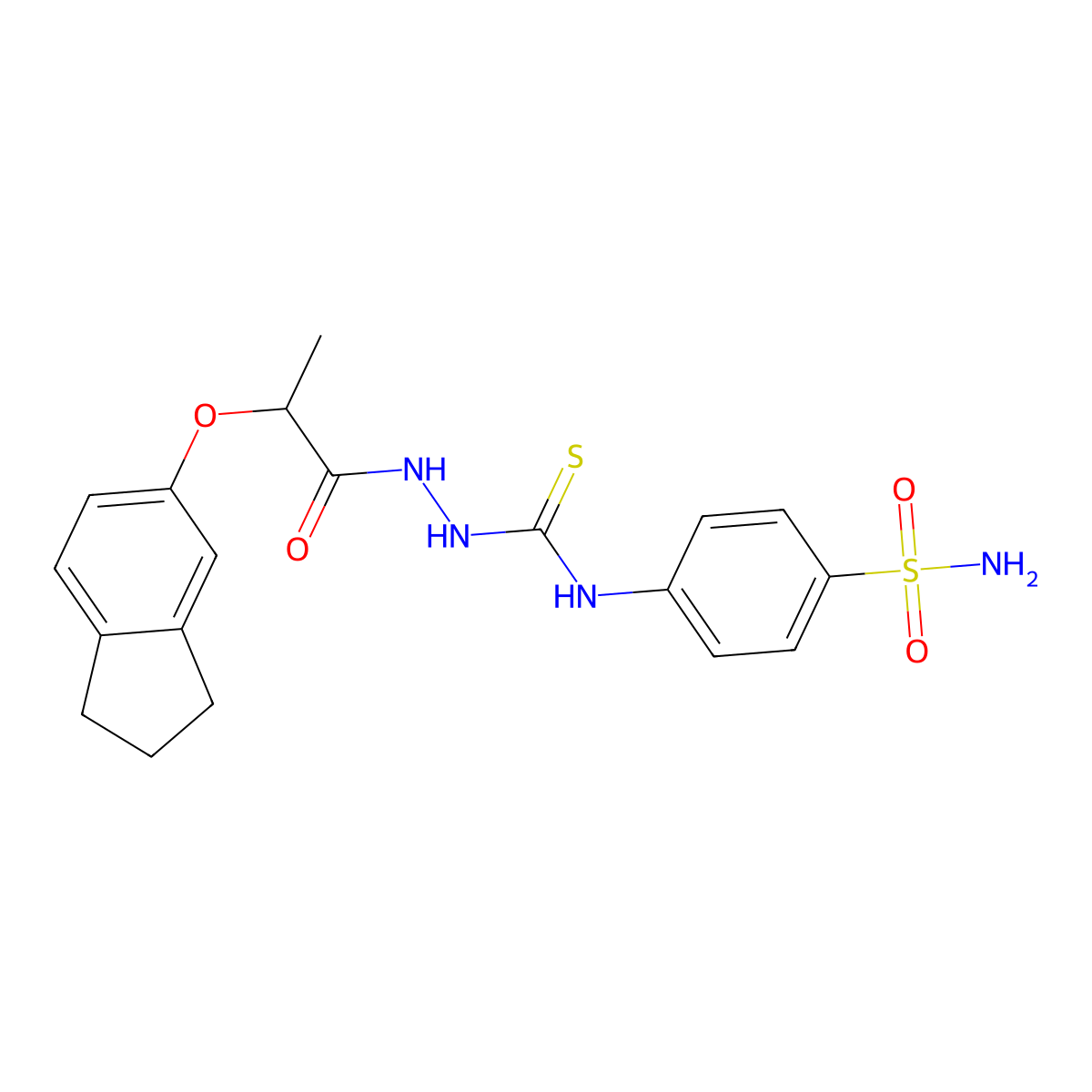 2-[2-(2,3-dihydro-1H-inden-5-yloxy)propanoyl]-N-(4-sulfamoylphenyl)hydrazinecarbothioamide molecular structure, CAS 708237-83-6