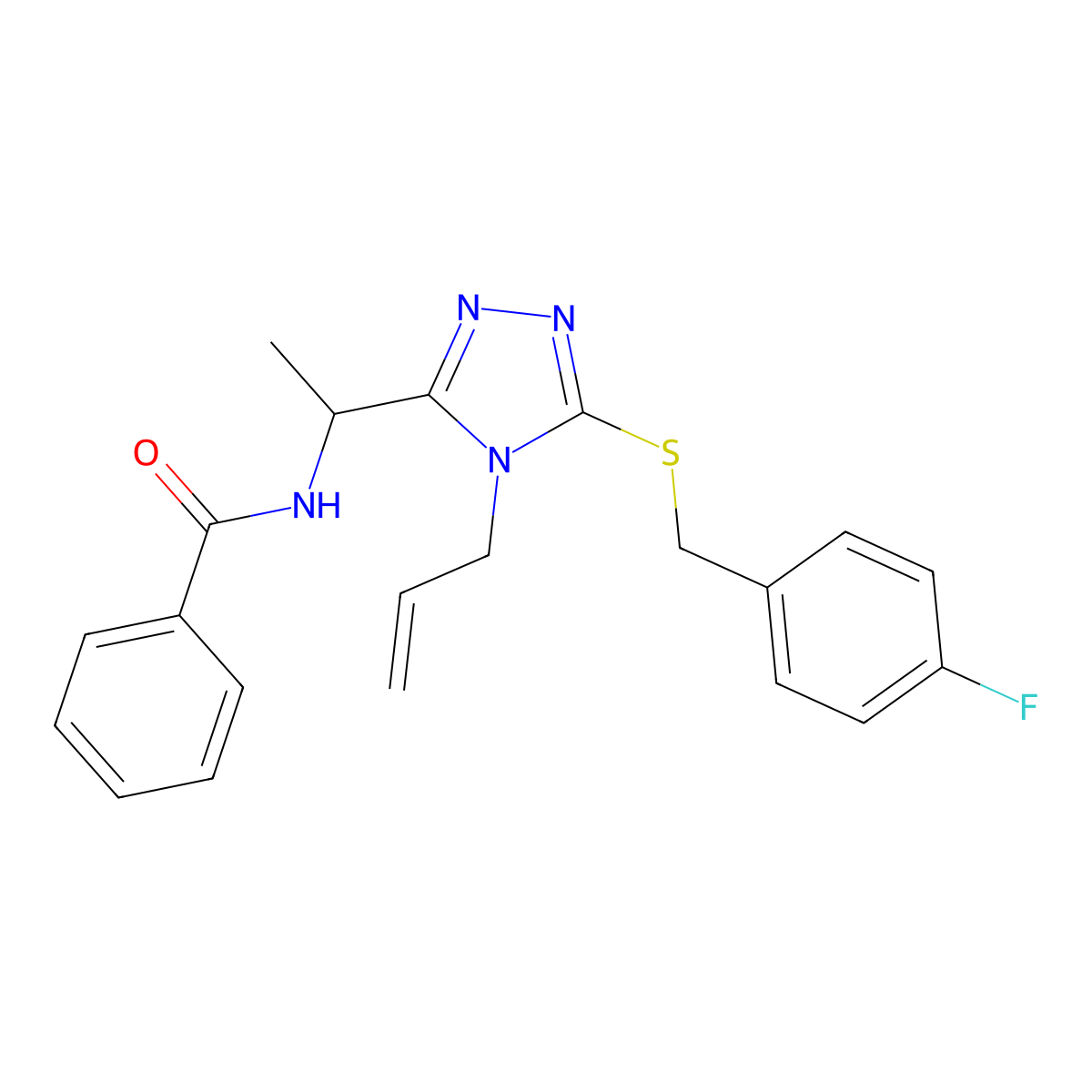 N-(1-{5-[(4-fluorobenzyl)sulfanyl]-4-(prop-2-en-1-yl)-4H-1,2,4-triazol-3-yl}ethyl)benzamide molecular structure, CAS 708237-85-8
