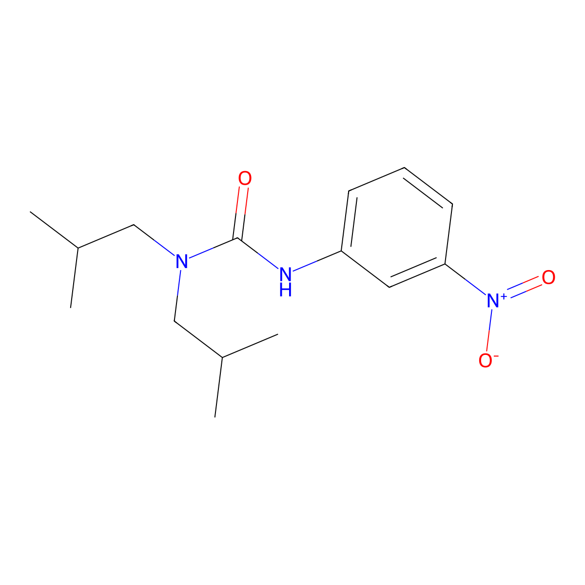 1,1-Bis(2-methylpropyl)-3-(3-nitrophenyl)urea molecular structure, CAS 708237-86-9