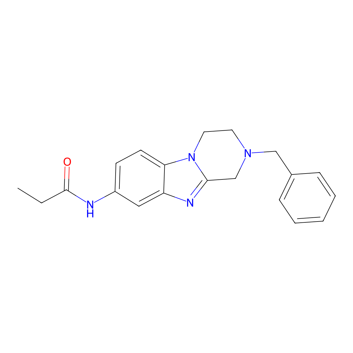 N-(2-benzyl-3,4-dihydro-1H-pyrazino[1,2-a]benzimidazol-8-yl)propanamide molecular structure, CAS 708237-88-1