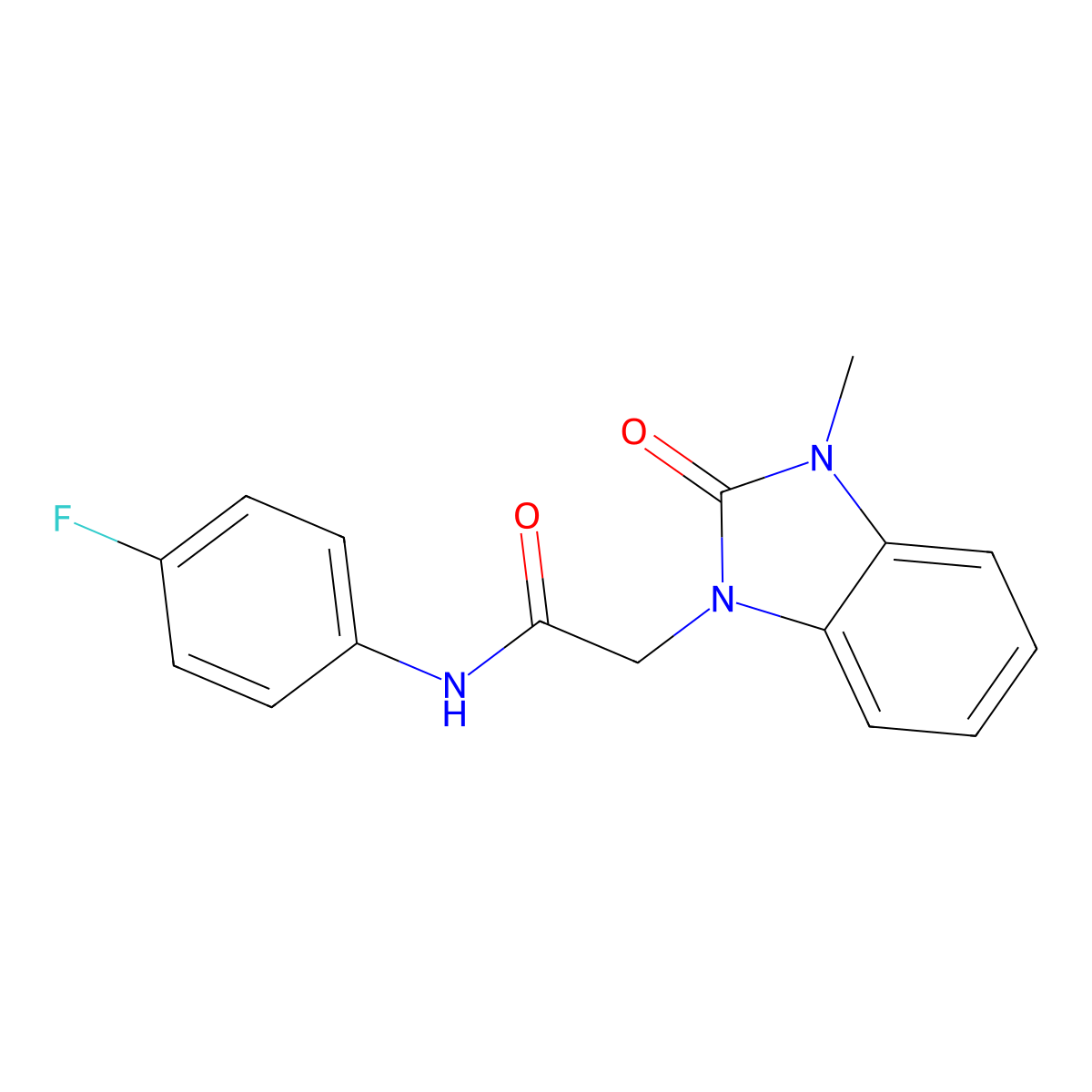 N-(4-fluorophenyl)-2-(3-methyl-2-oxobenzimidazol-1-yl)acetamide molecular structure, CAS 708238-04-4