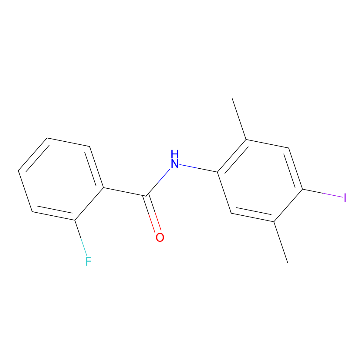 2-fluoro-N-(4-iodo-2,5-dimethylphenyl)benzamide molecular structure, CAS 708238-06-6
