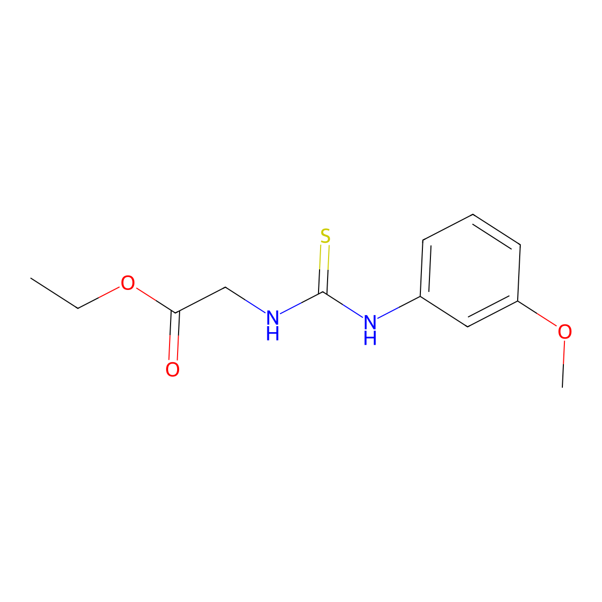 Ethyl 2-({[(3-methoxyphenyl)amino]thioxomethyl}amino)acetate molecular structure, CAS 708238-10-2