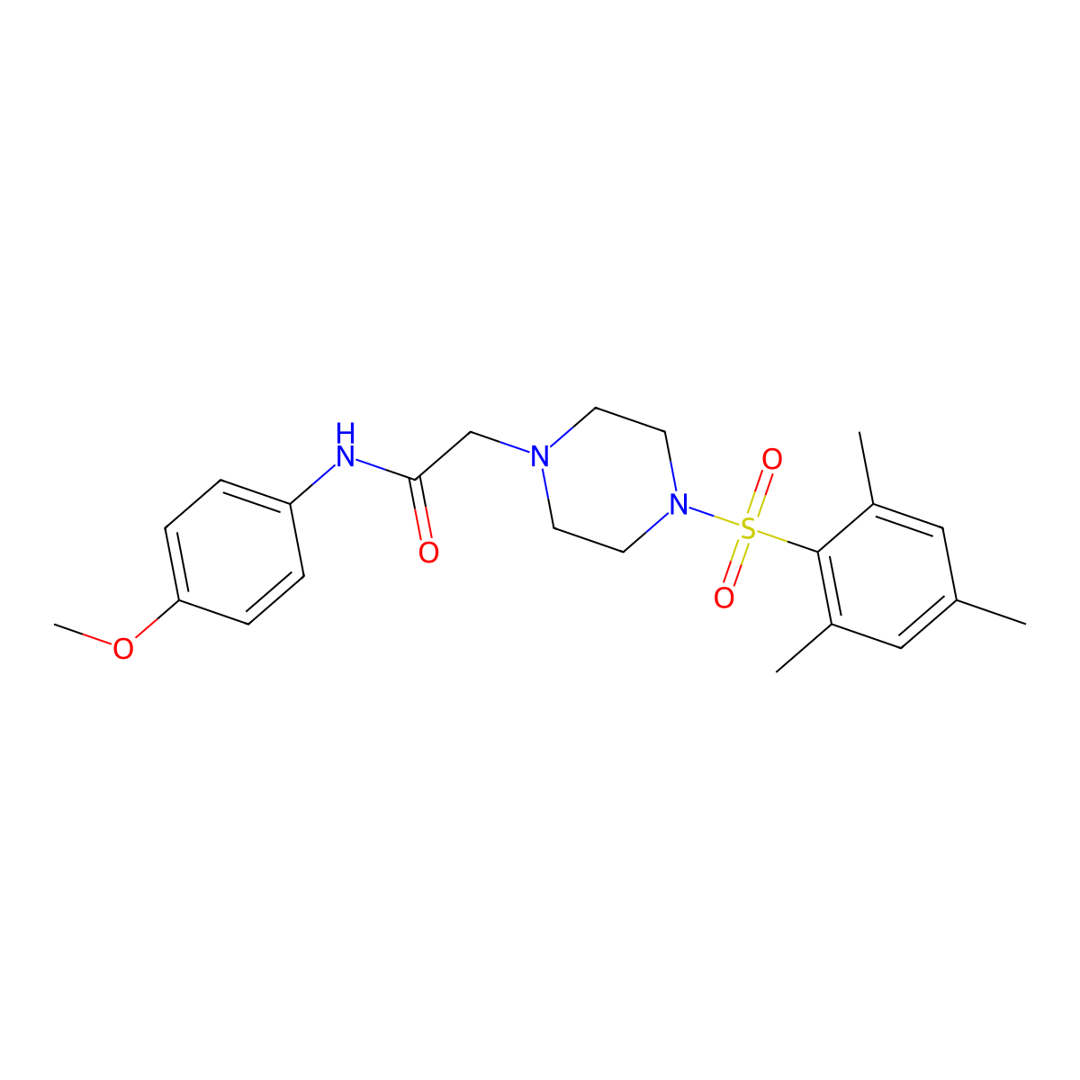 N-(4-methoxyphenyl)-2-[4-(2,4,6-trimethylphenyl)sulfonylpiperazin-1-yl]acetamide molecular structure, CAS 708238-12-4