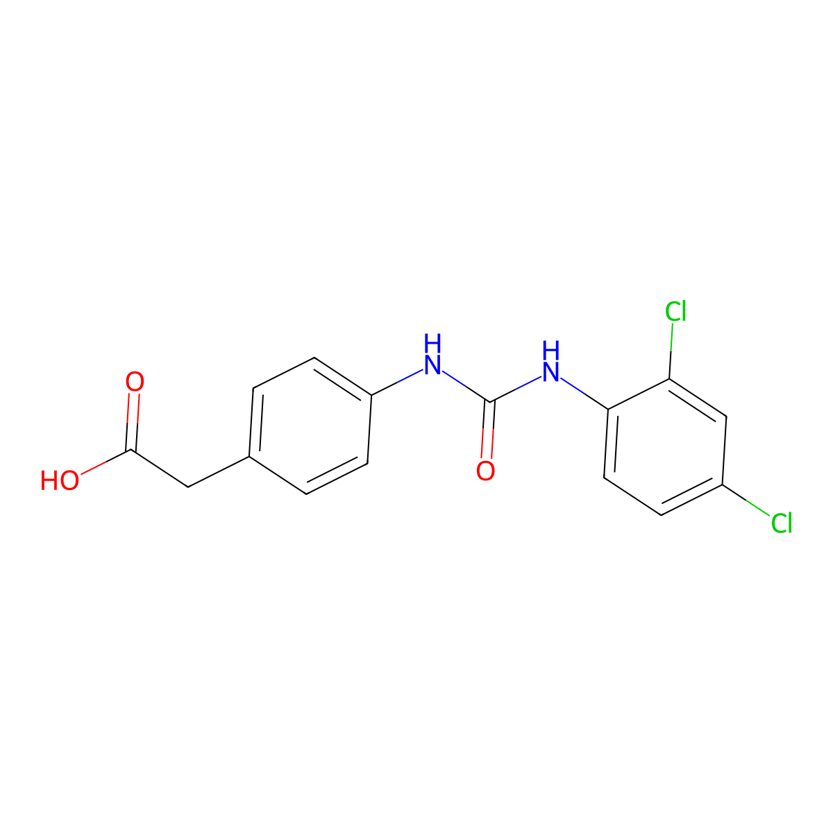 2-(4-(3-(2,4-Dichlorophenyl)ureido)phenyl)acetic acid molecular structure, CAS 708238-18-0