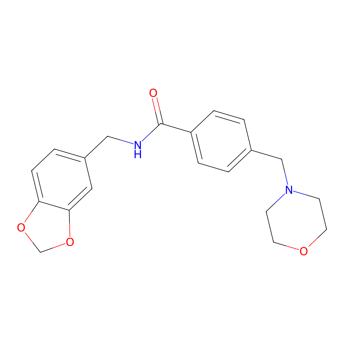 N-(1,3-benzodioxol-5-ylmethyl)-4-(morpholin-4-ylmethyl)benzamide molecular structure, CAS 708238-20-4