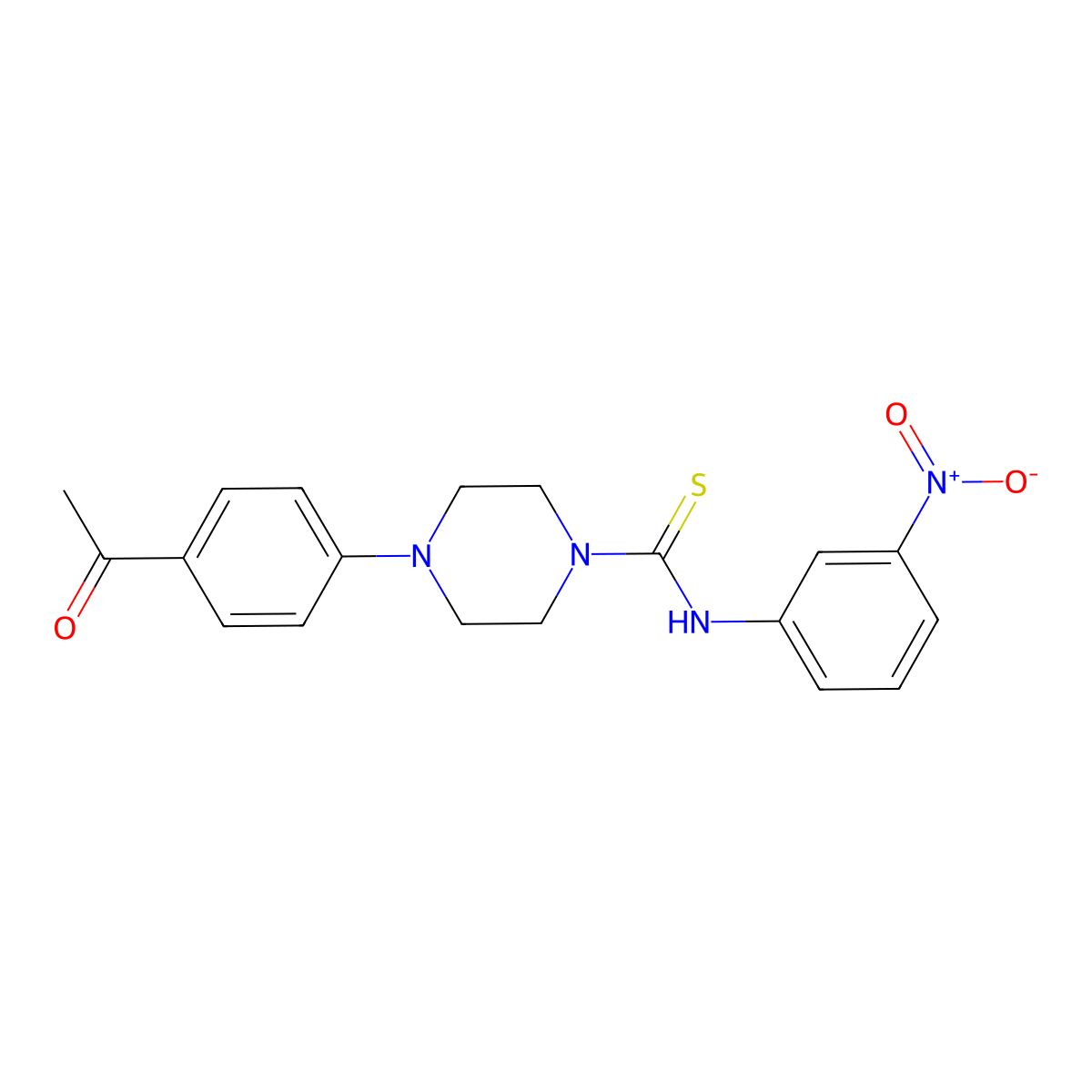 4-(4-acetylphenyl)-N-(3-nitrophenyl)piperazine-1-carbothioamide molecular structure, CAS 708238-21-5