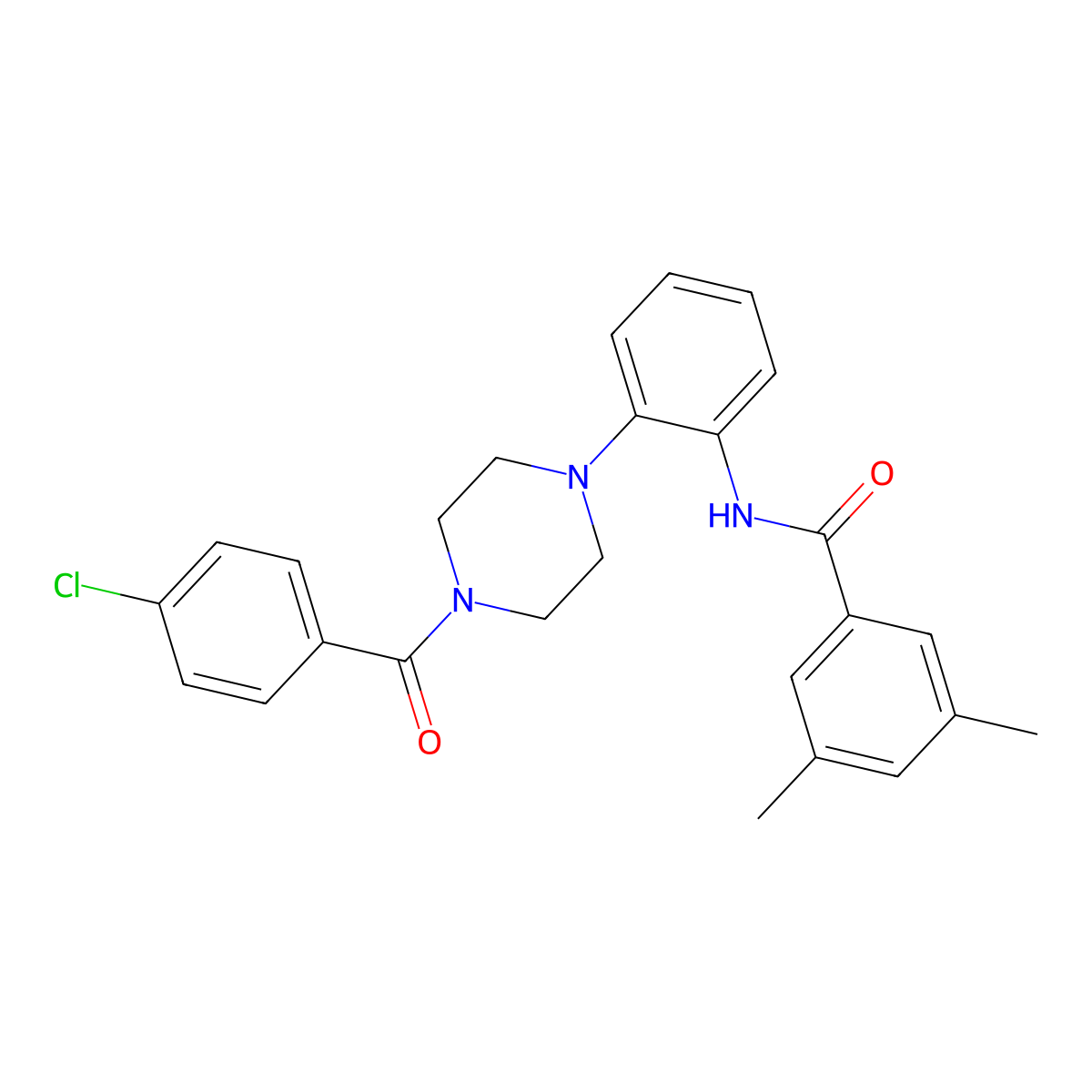 N-[2-[4-(4-chlorobenzoyl)piperazin-1-yl]phenyl]-3,5-dimethylbenzamide molecular structure, CAS 708238-41-9
