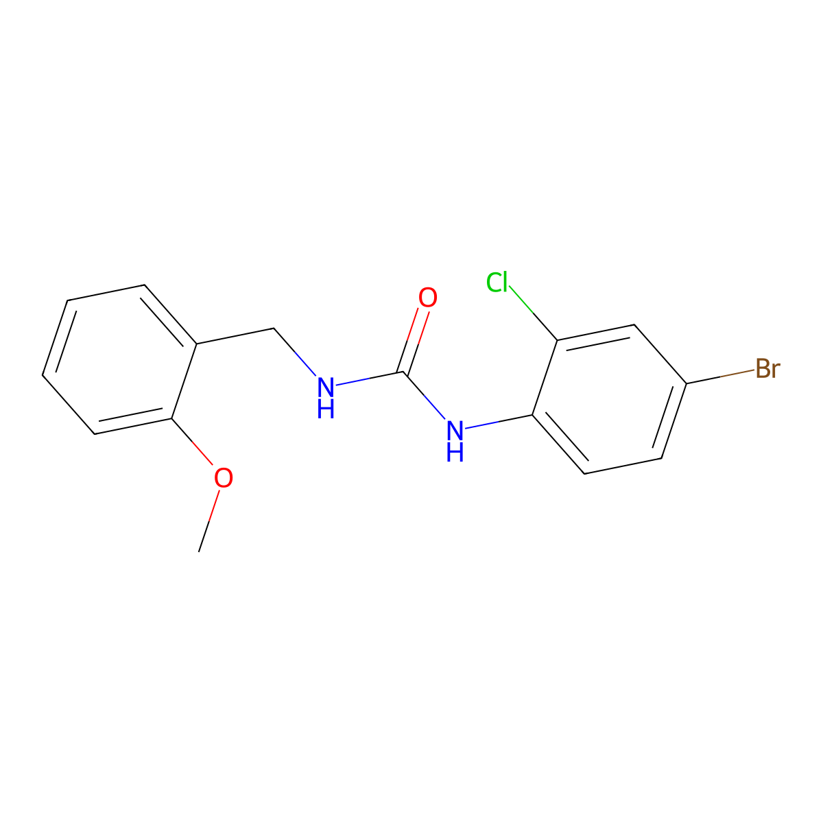 1-(4-Bromo-2-chlorophenyl)-3-[(2-methoxyphenyl)methyl]urea molecular structure, CAS 708238-43-1
