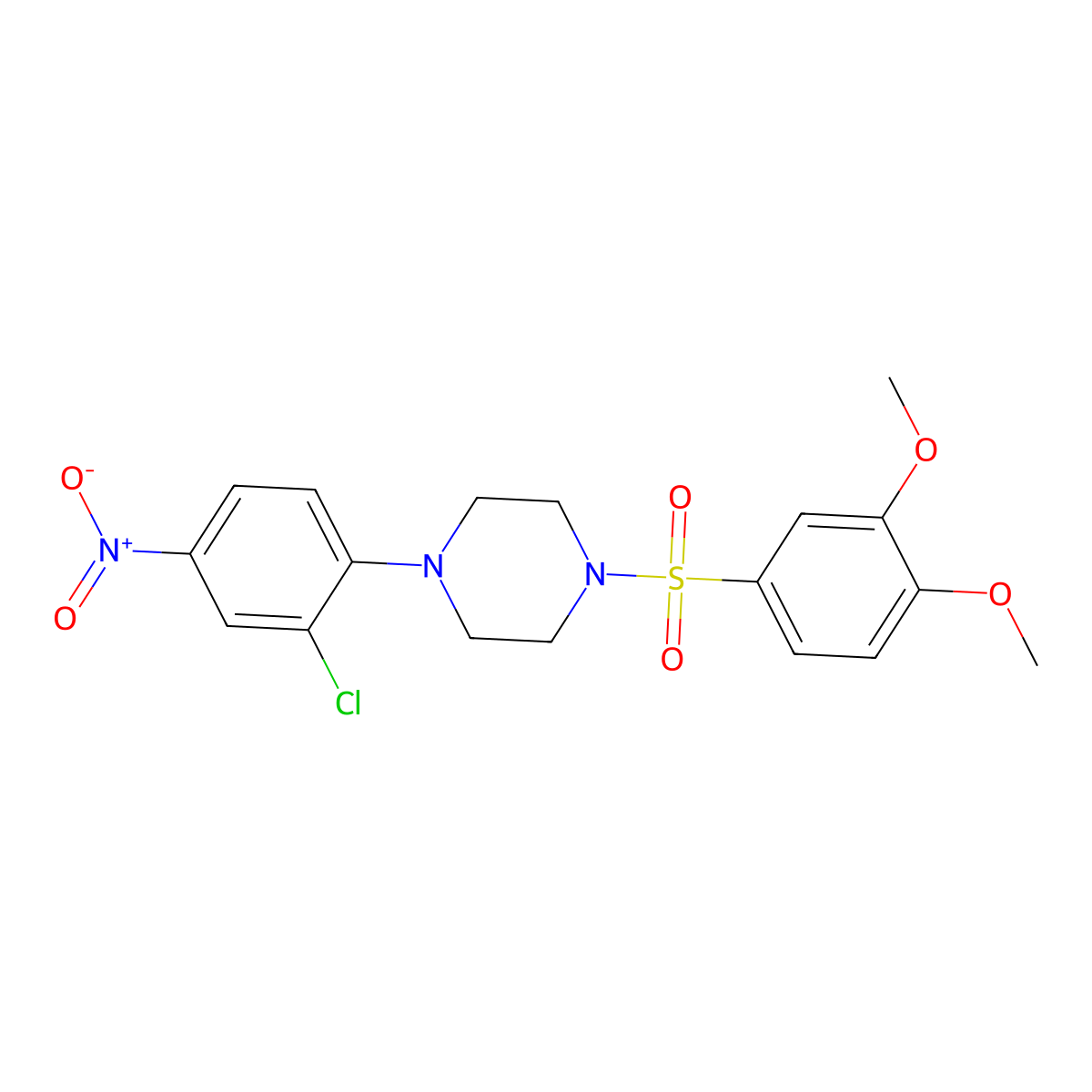 1-(2-Chloro-4-nitrophenyl)-4-(3,4-dimethoxyphenyl)sulfonylpiperazine molecular structure, CAS 708238-55-5