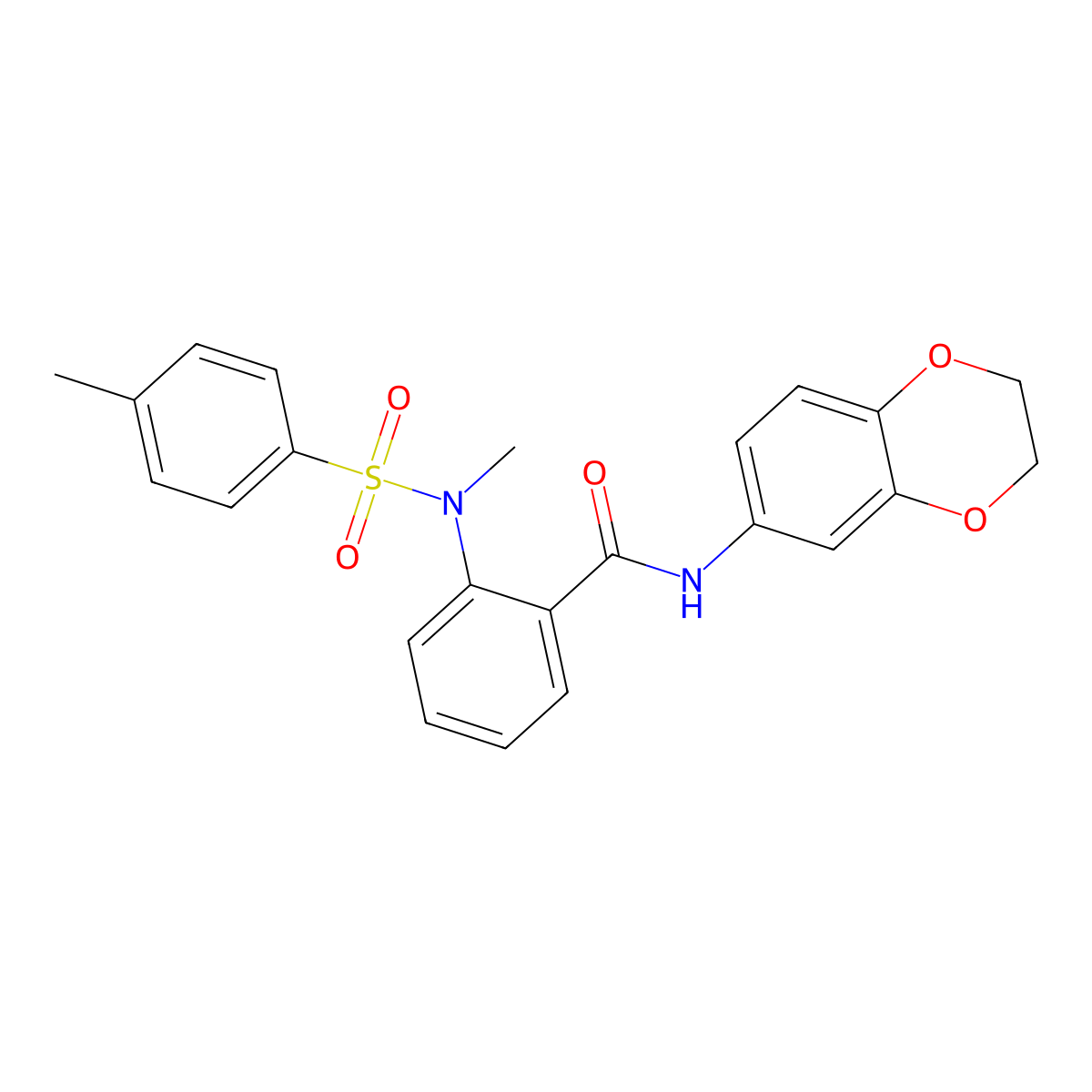 N-(2,3-dihydro-1,4-benzodioxin-6-yl)-2-{methyl[(4-methylphenyl)sulfonyl]amino}benzamide molecular structure, CAS 708238-78-2