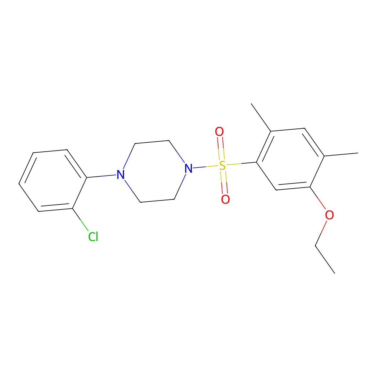1-(2-Chlorophenyl)-4-(5-ethoxy-2,4-dimethylbenzenesulfonyl)piperazine molecular structure, CAS 708238-79-3