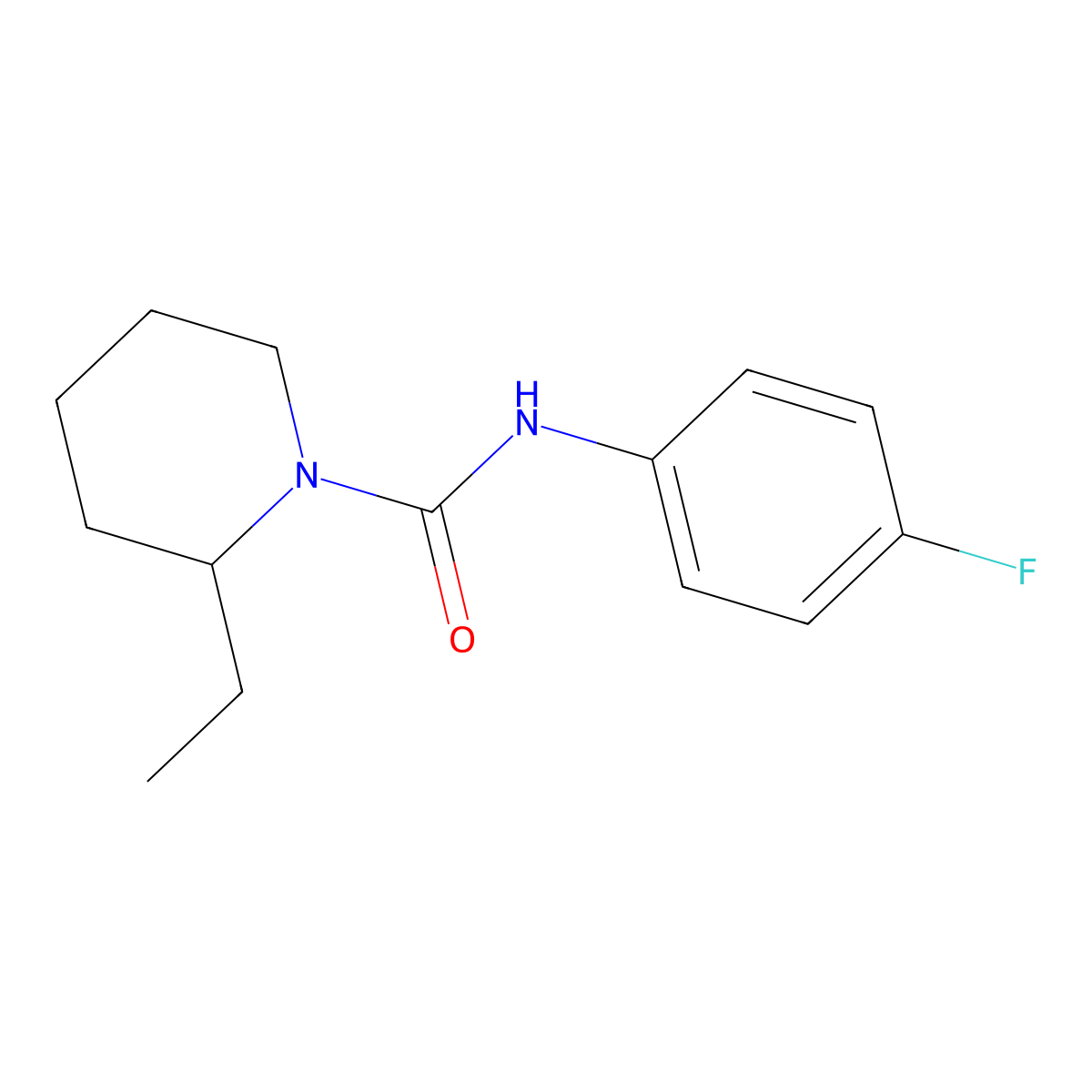 2-ethyl-N-(4-fluorophenyl)piperidine-1-carboxamide molecular structure, CAS 708239-04-7