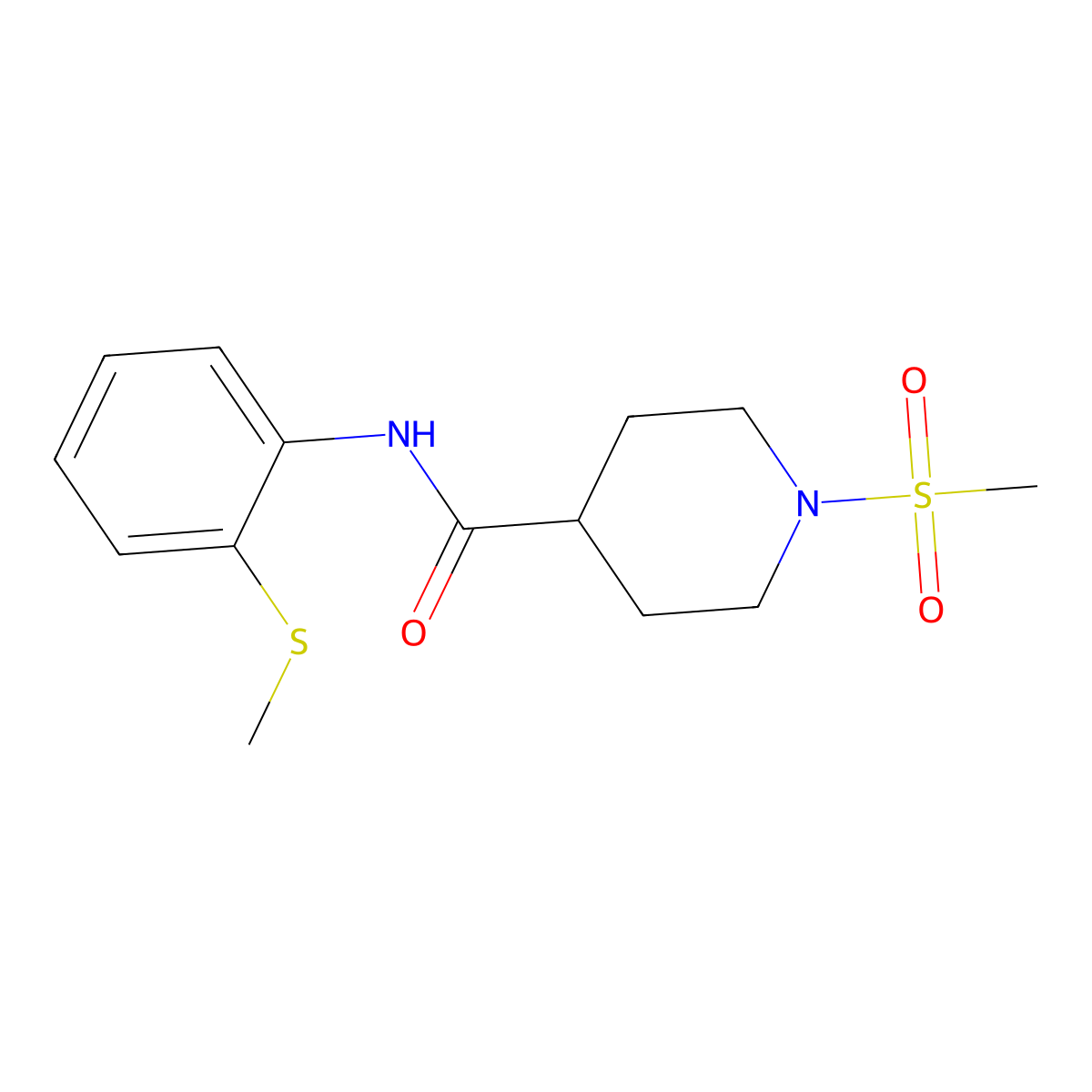 N-(2-methylsulfanylphenyl)-1-methylsulfonylpiperidine-4-carboxamide molecular structure, CAS 708239-09-2