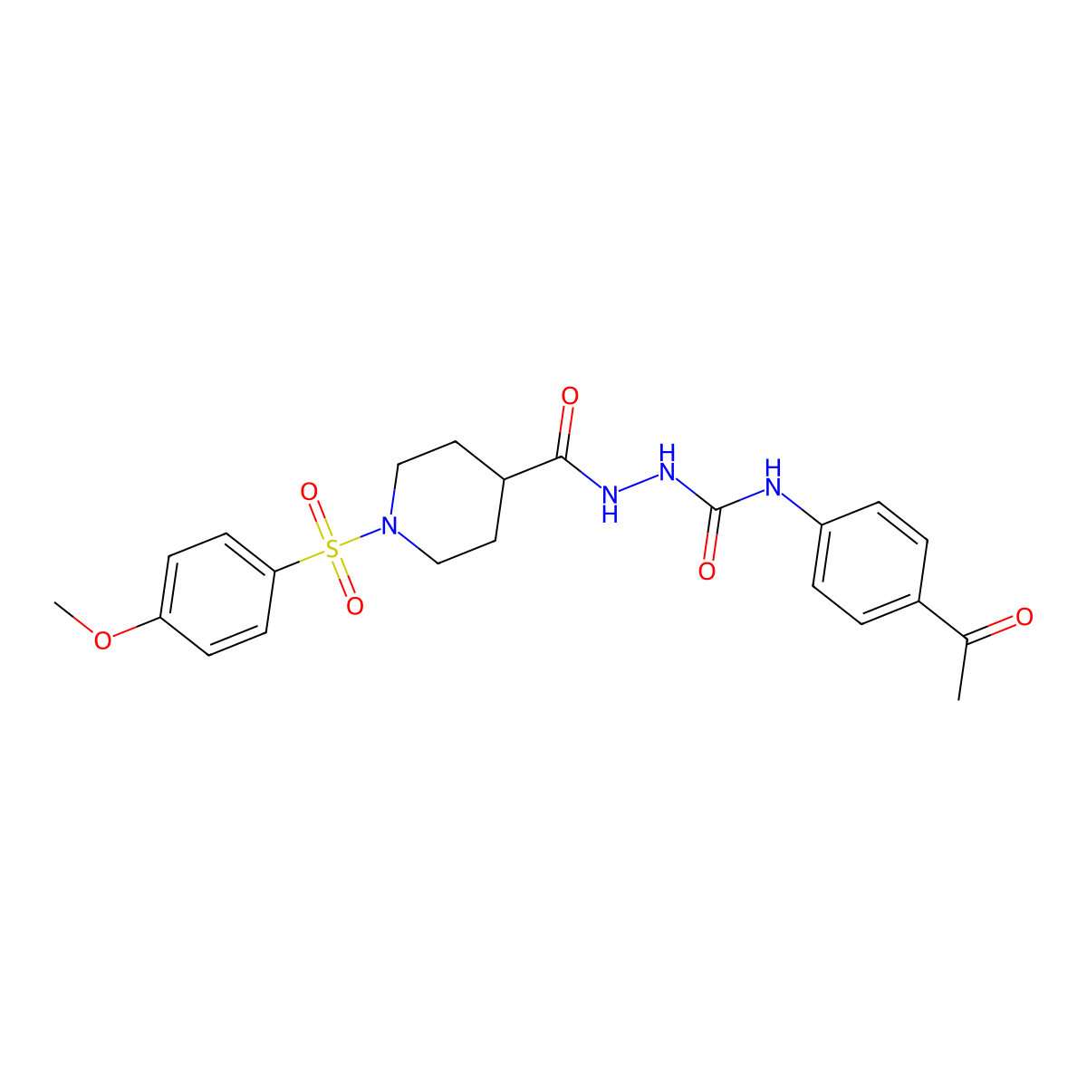 1-(4-Acetylphenyl)-3-[[1-(4-methoxyphenyl)sulfonylpiperidine-4-carbonyl]amino]urea molecular structure, CAS 708239-19-4