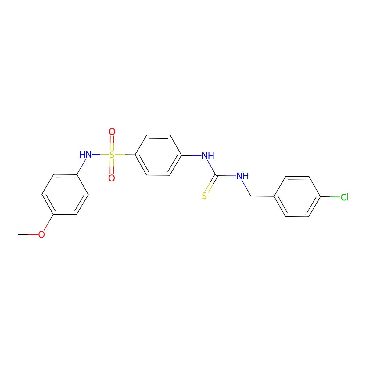 1-[(4-Chlorophenyl)methyl]-3-[4-[(4-methoxyphenyl)sulfamoyl]phenyl]thiourea molecular structure, CAS 708239-29-6