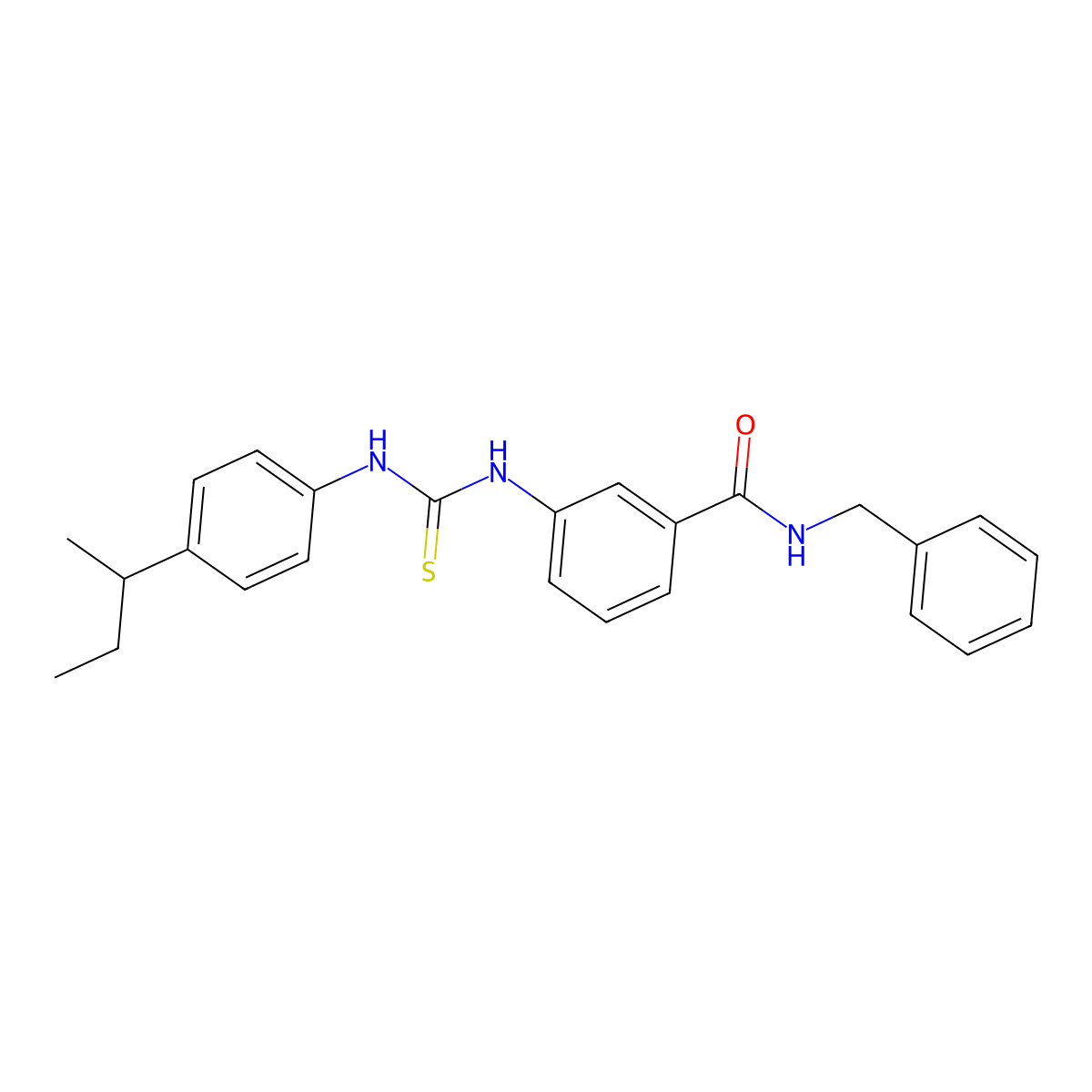 N-benzyl-3-[(4-butan-2-ylphenyl)carbamothioylamino]benzamide molecular structure, CAS 708239-41-2