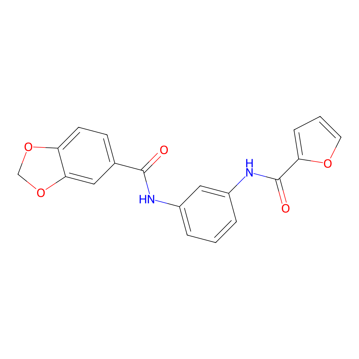 N-[3-(2-furoylamino)phenyl]-1,3-benzodioxole-5-carboxamide molecular structure, CAS 708239-47-8