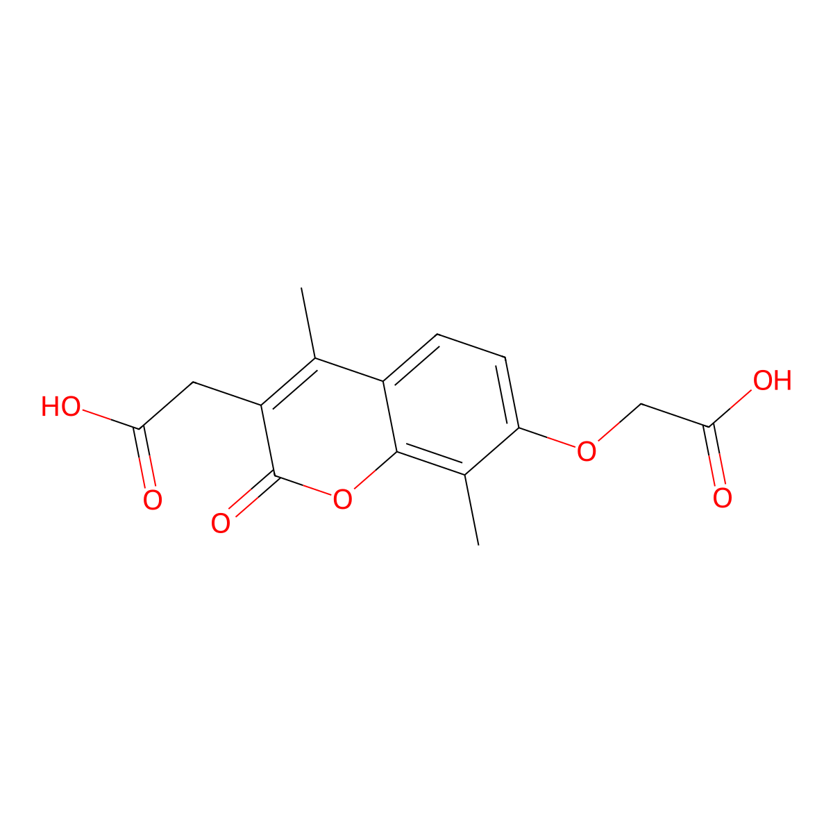 [7-(carboxymethoxy)-4,8-dimethyl-2-oxo-2H-chromen-3-yl]acetic acid molecular structure, CAS 708239-56-9