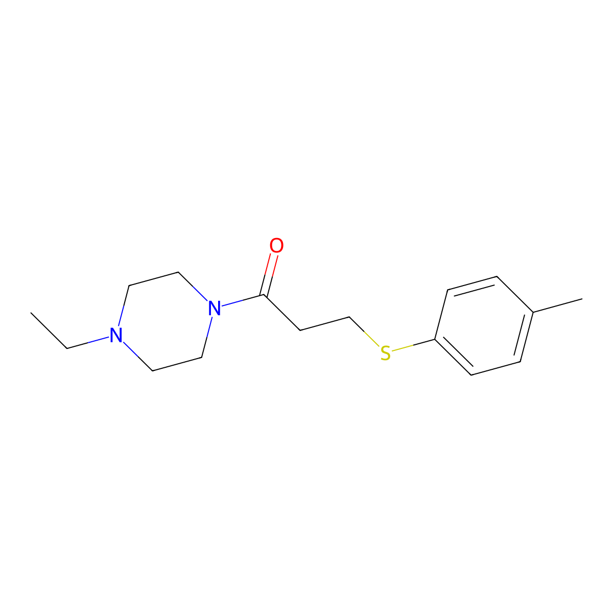 1-(4-Ethylpiperazin-1-yl)-3-(4-methylphenyl)sulfanylpropan-1-one molecular structure, CAS 708239-63-8