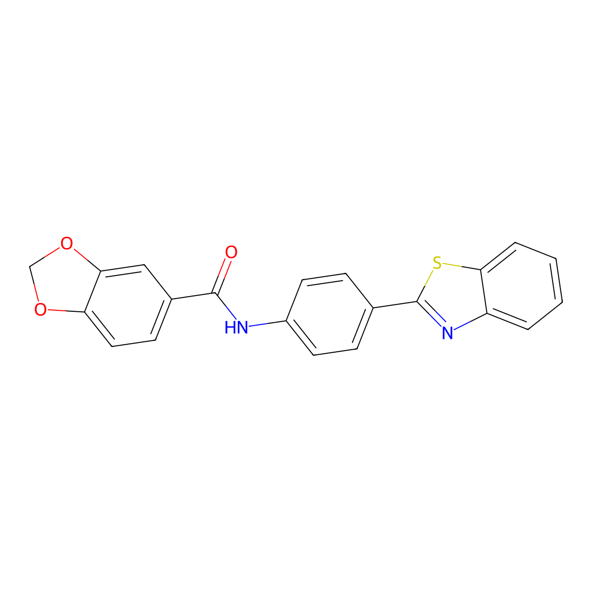 N-[4-(1,3-benzothiazol-2-yl)phenyl]-1,3-benzodioxole-5-carboxamide molecular structure, CAS 708239-65-0