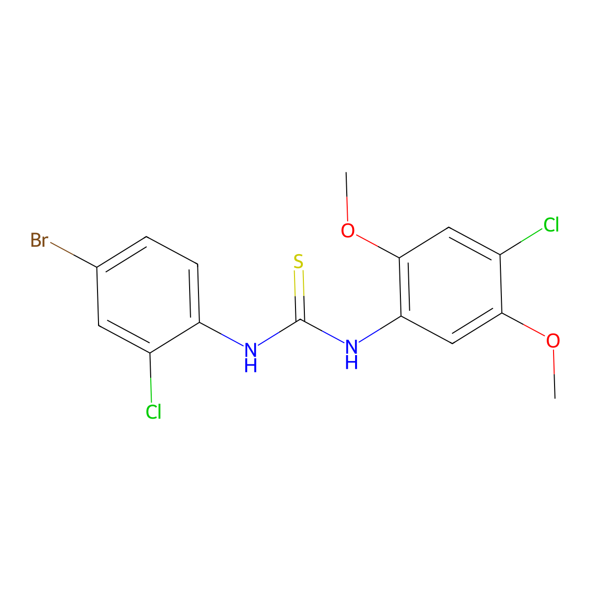 1-(4-Bromo-2-chlorophenyl)-3-(4-chloro-2,5-dimethoxyphenyl)thiourea molecular structure, CAS 708239-77-4