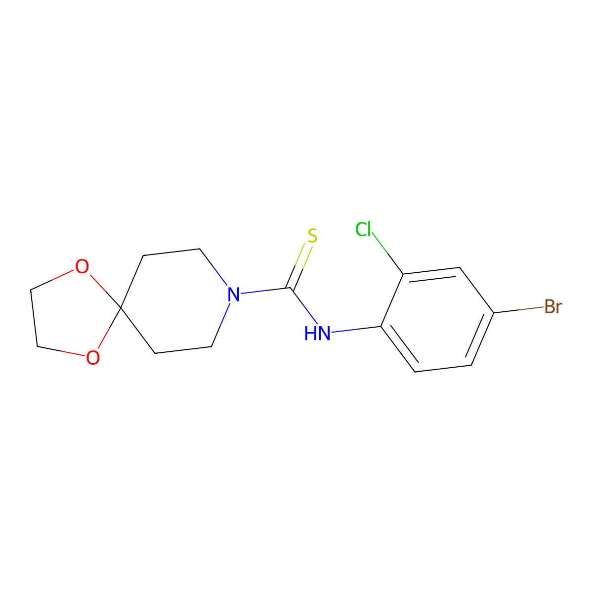 N-(4-bromo-2-chlorophenyl)-1,4-dioxa-8-azaspiro[4.5]decane-8-carbothioamide molecular structure, CAS 708239-91-2