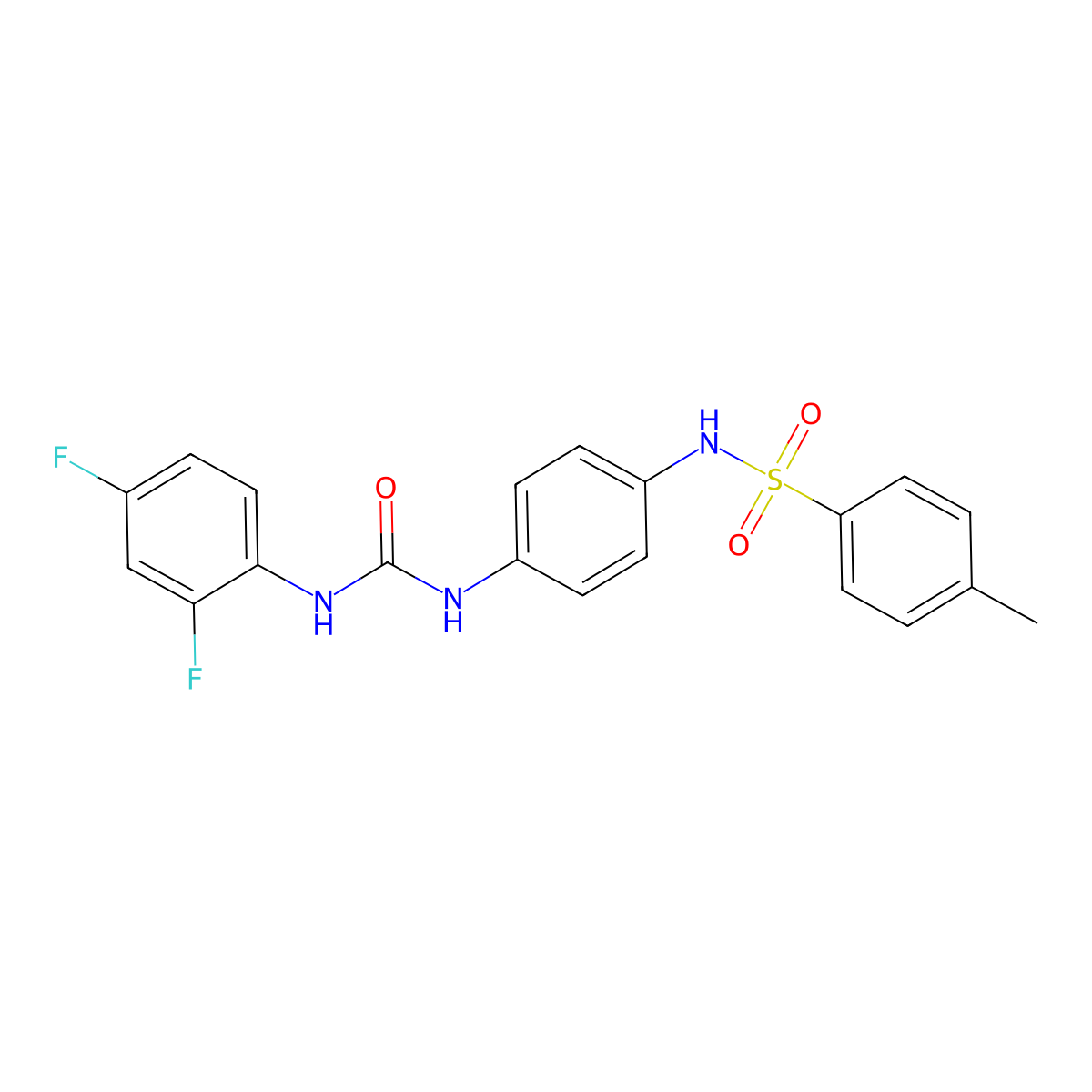N-(4-{[(2,4-difluorophenyl)carbamoyl]amino}phenyl)-4-methylbenzenesulfonamide molecular structure, CAS 708240-03-3